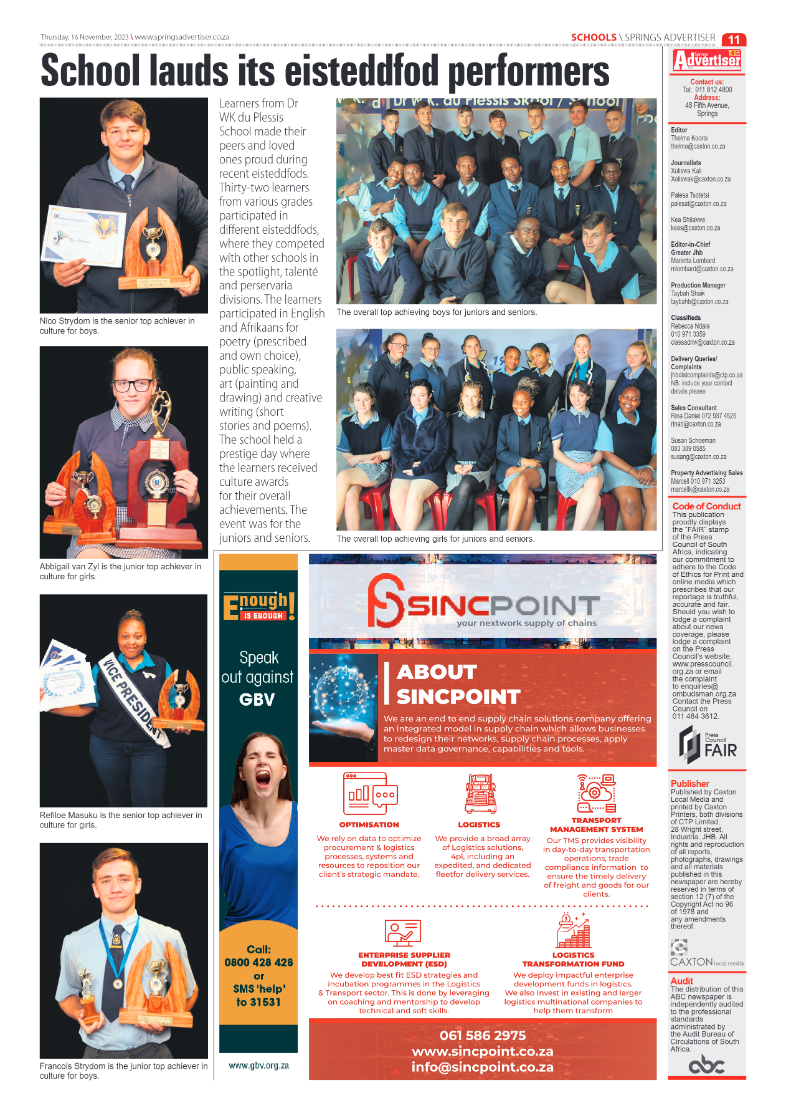 Springs Advertiser 16 November 2023 page 11