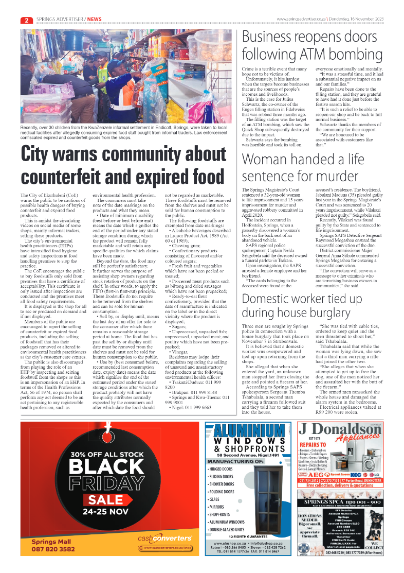 Springs Advertiser 16 November 2023 page 2