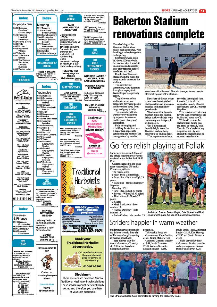 Springs Advertiser 16 September 2021 page 11