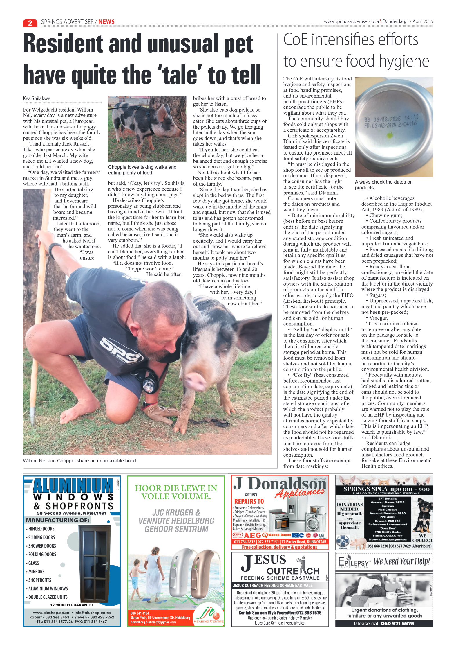 Springs Advertiser 17 Apil 2025 page 2