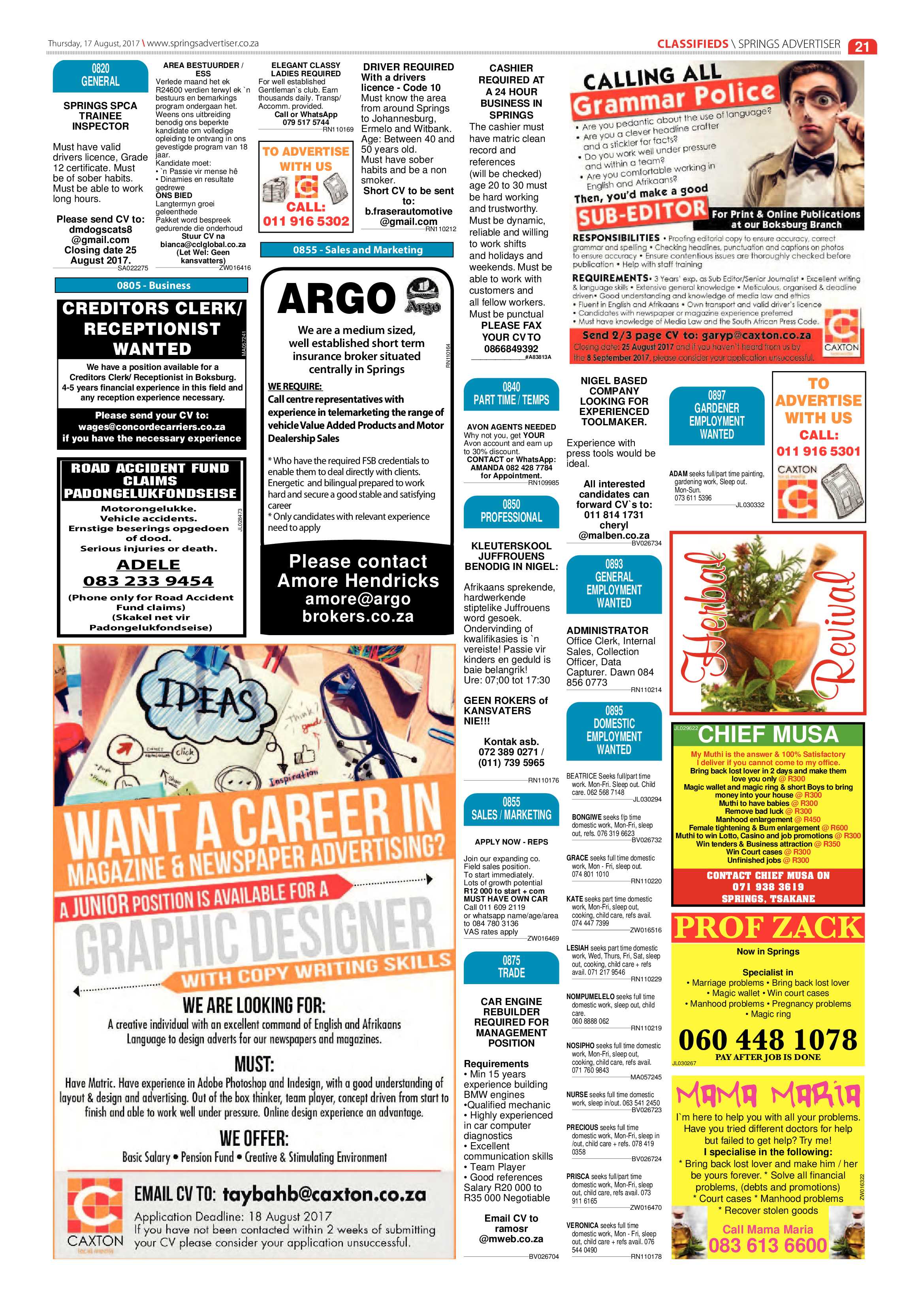 Springs Advertiser 17 August 2017 page 21