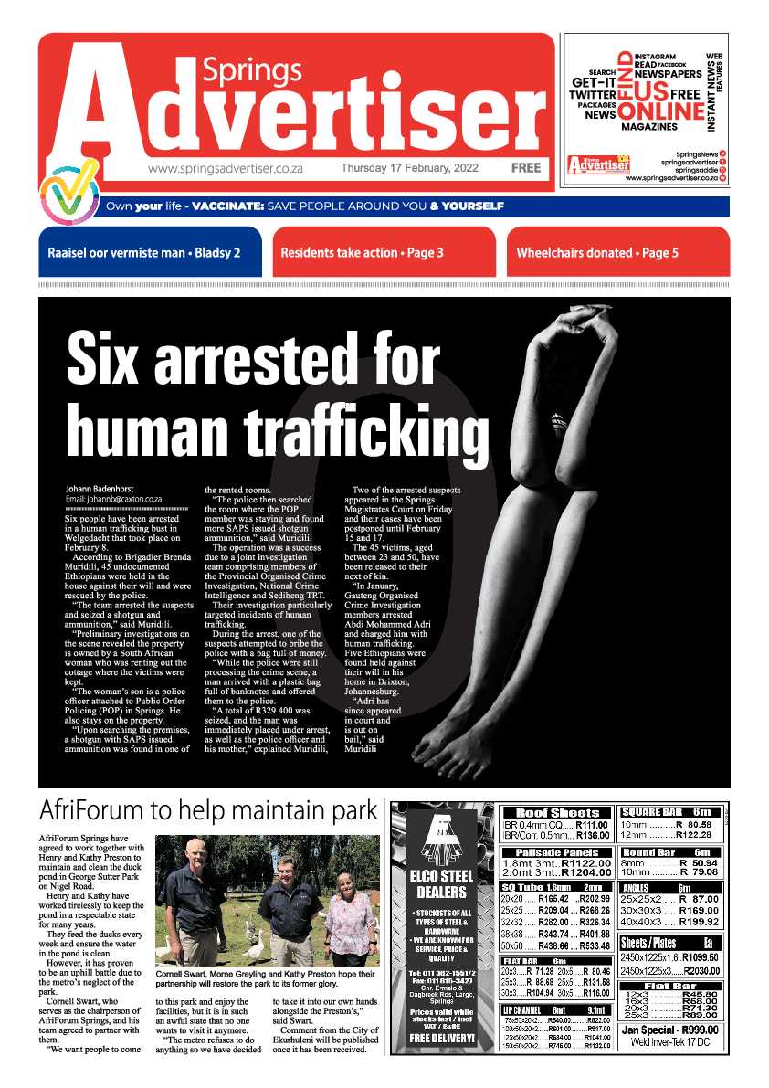 Springs Advertiser 17 February 2022 page 1
