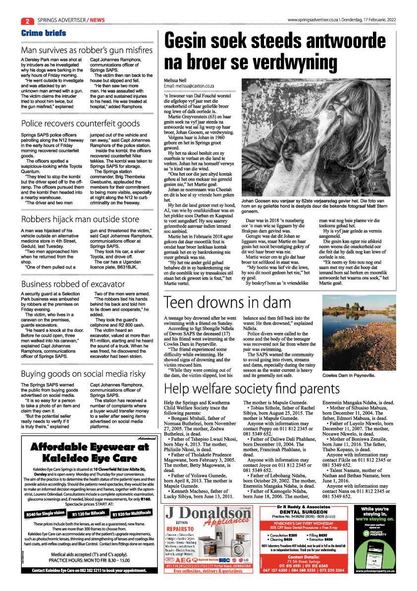 Springs Advertiser 17 February 2022 page 2
