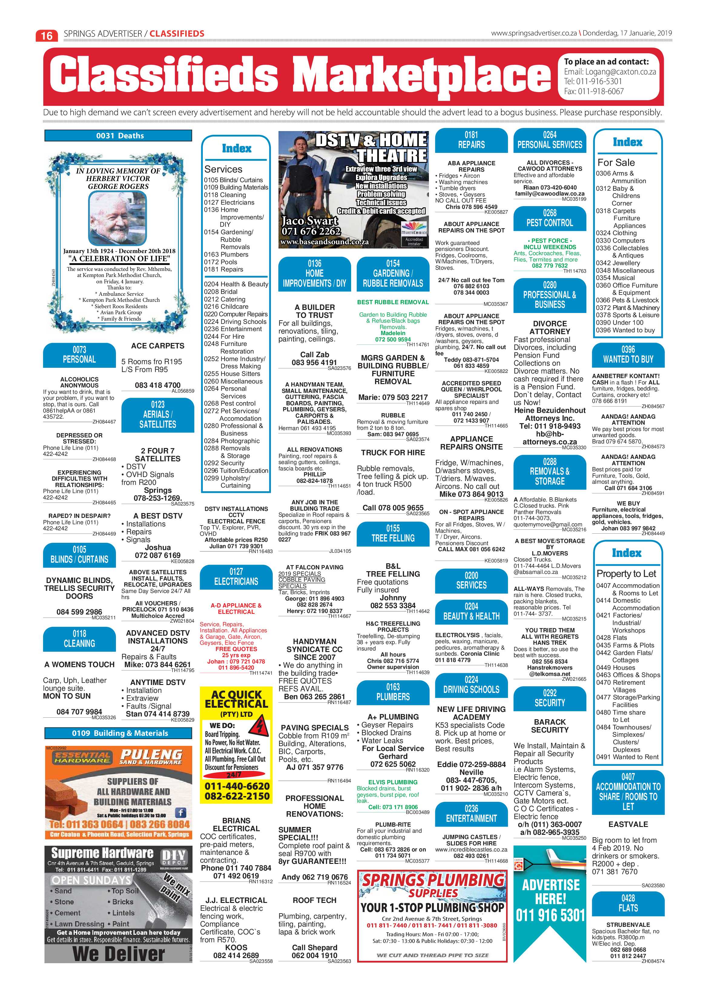 Springs Advertiser 17 January 2019 page 16