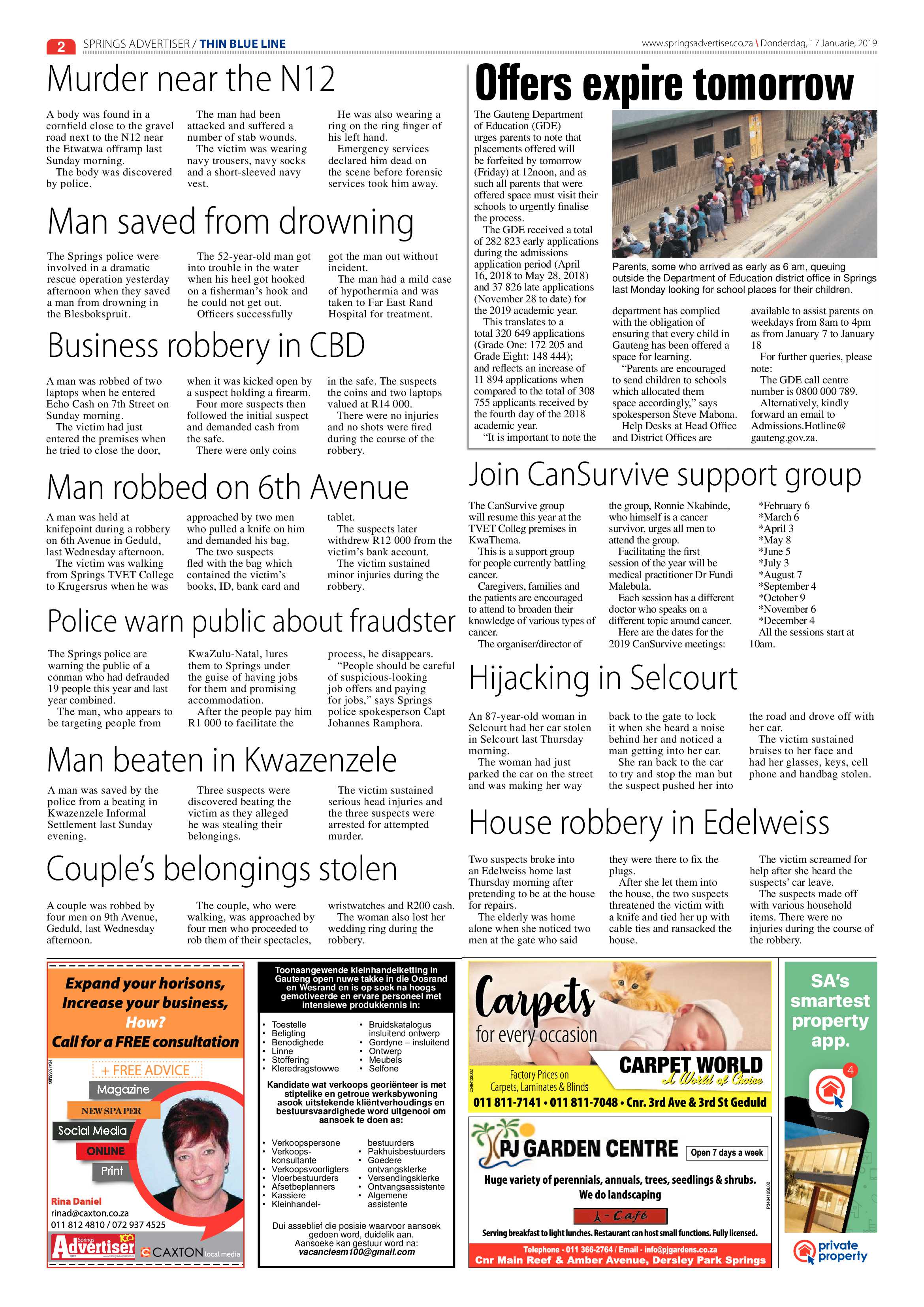 Springs Advertiser 17 January 2019 page 2