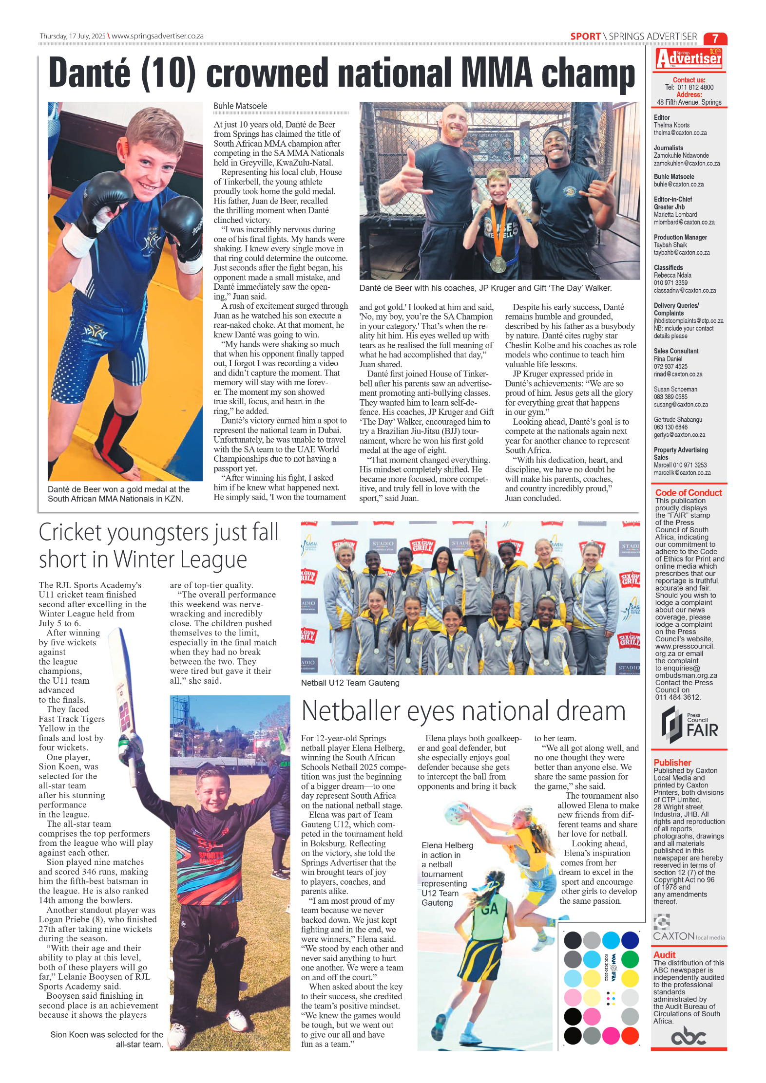 Springs Advertiser 17 July 2025 page 7