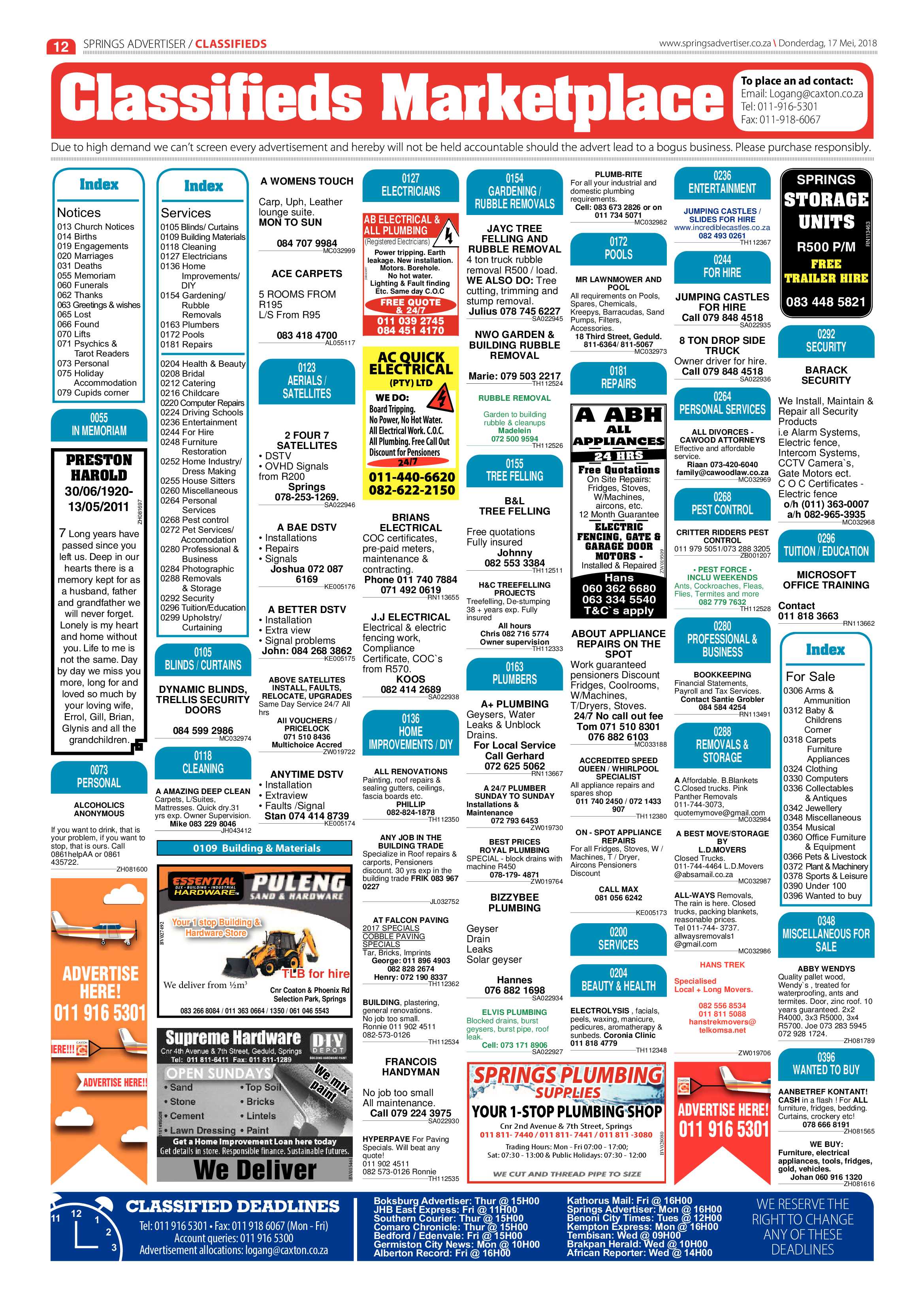 Springs Advertiser 17 May 2018 page 12