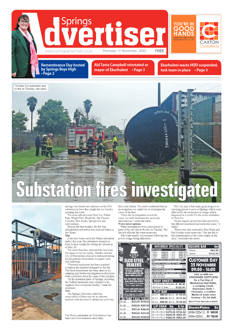 Springs Advertiser 17 Nov 2022 page 1