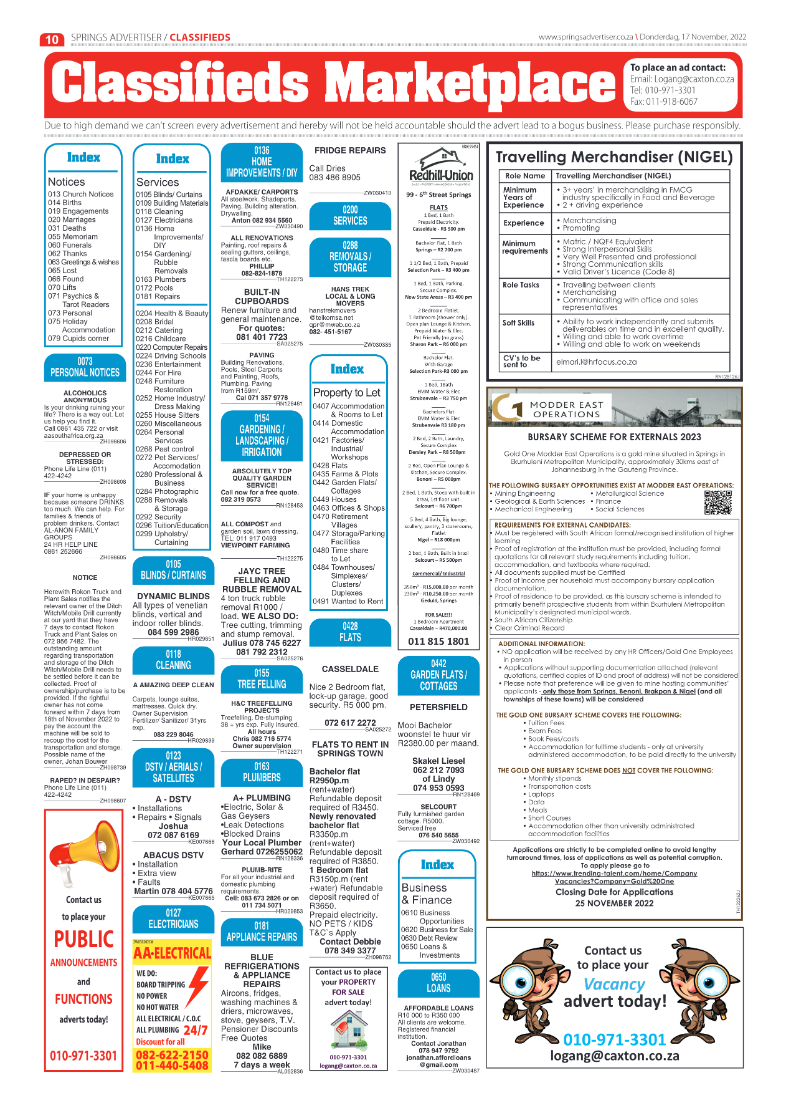 Springs Advertiser 17 Nov 2022 page 10