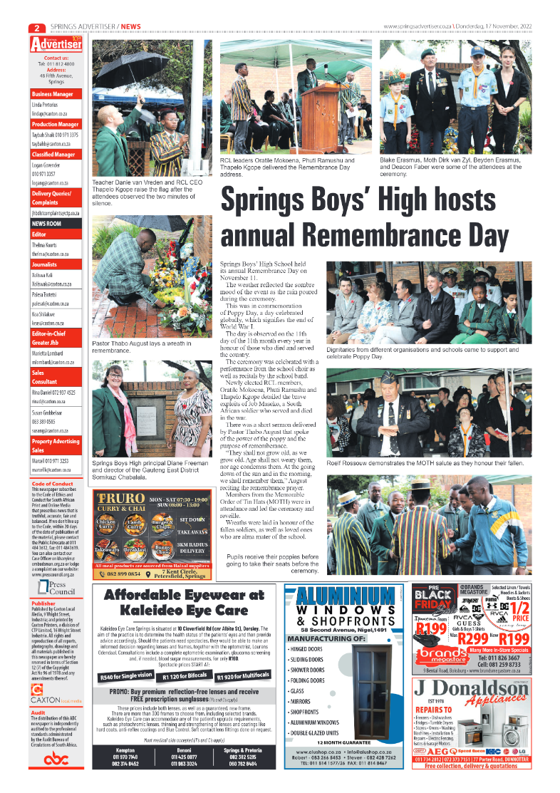 Springs Advertiser 17 Nov 2022 page 2