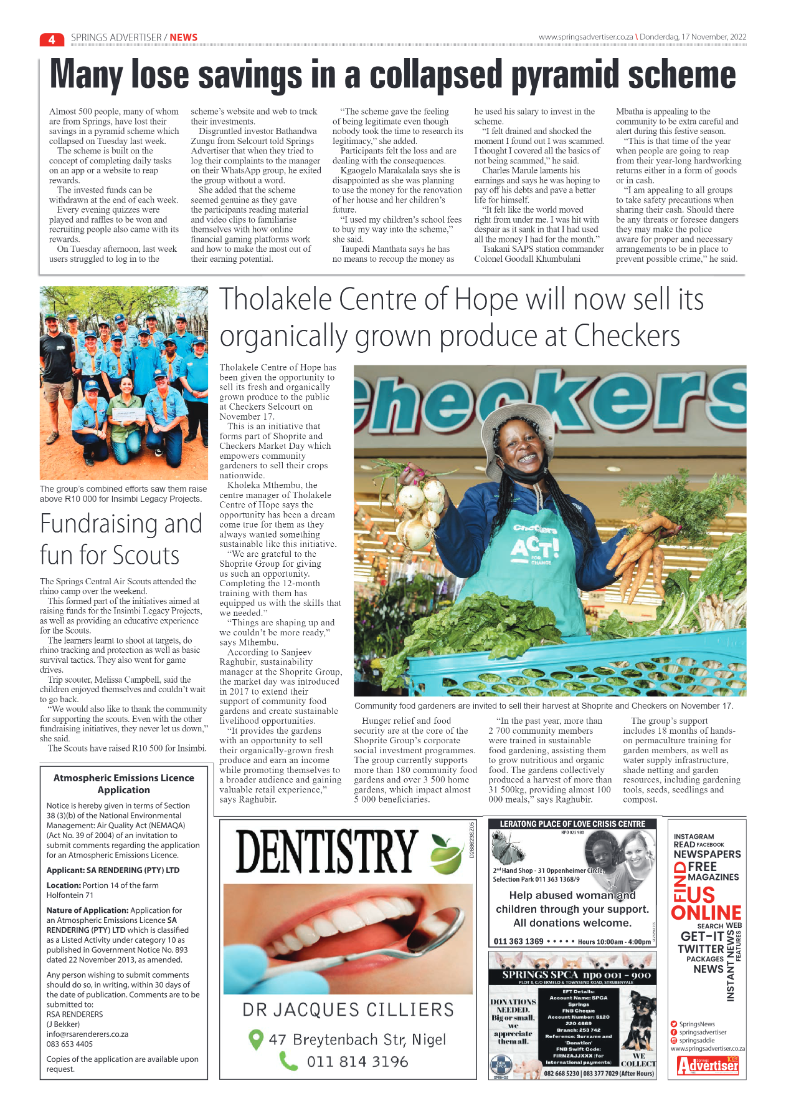 Springs Advertiser 17 Nov 2022 page 4