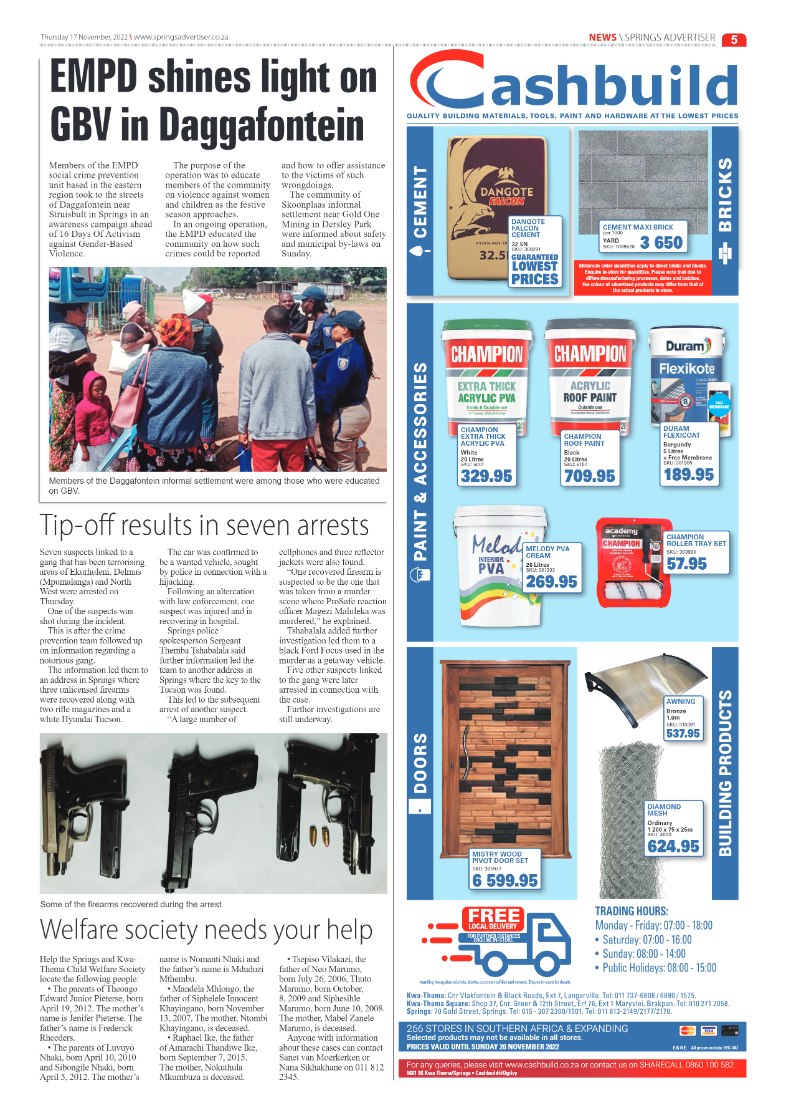Springs Advertiser 17 Nov 2022 page 5