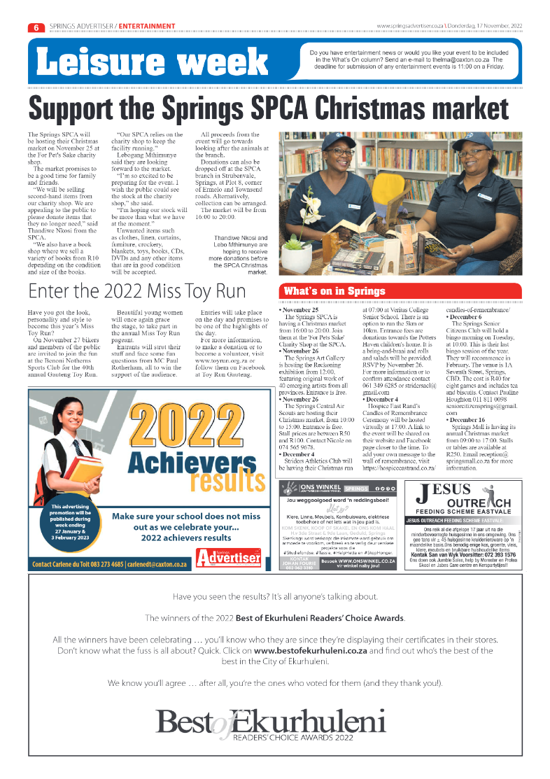 Springs Advertiser 17 Nov 2022 page 6