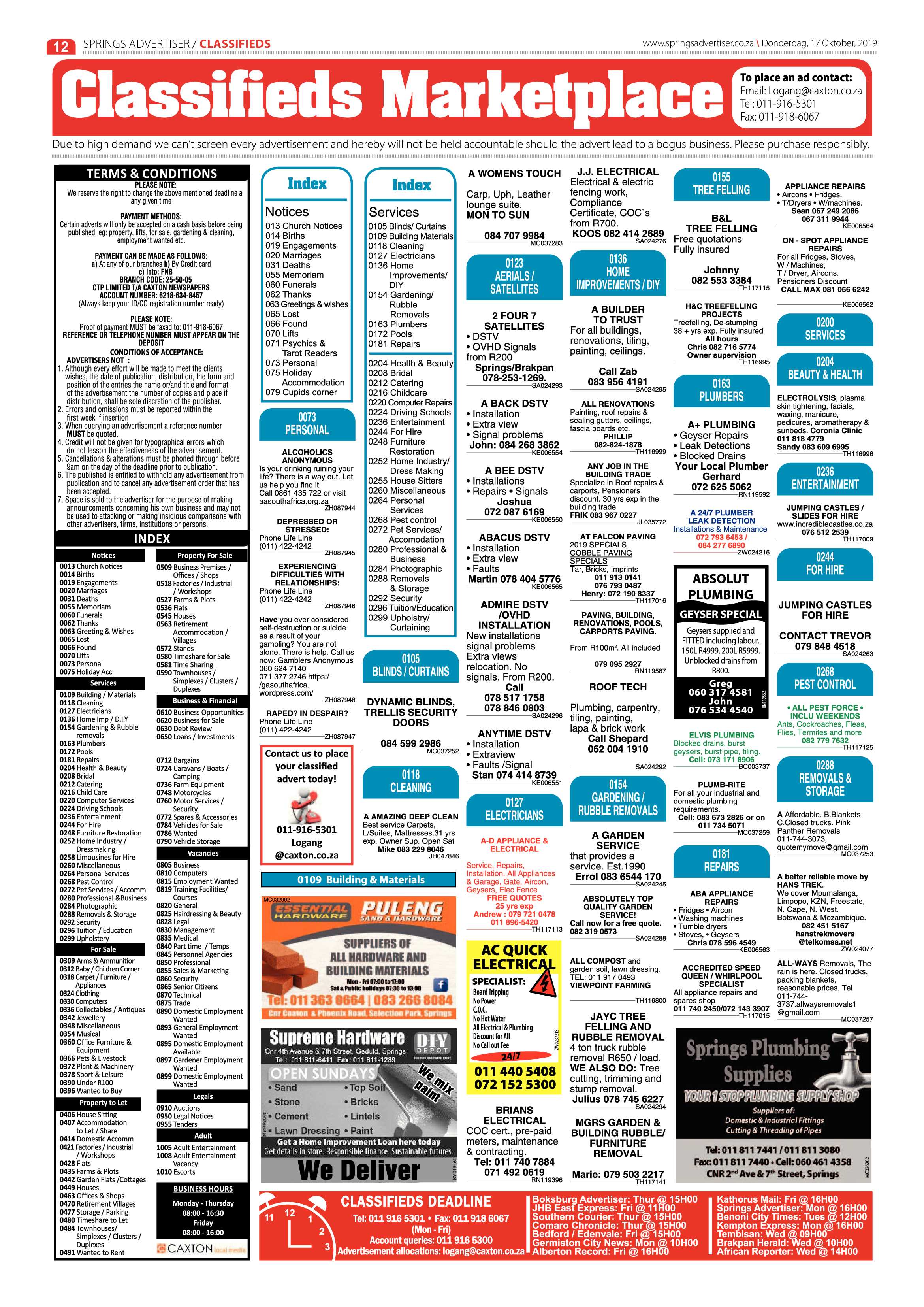 Springs Advertiser 17 October 2019 page 12