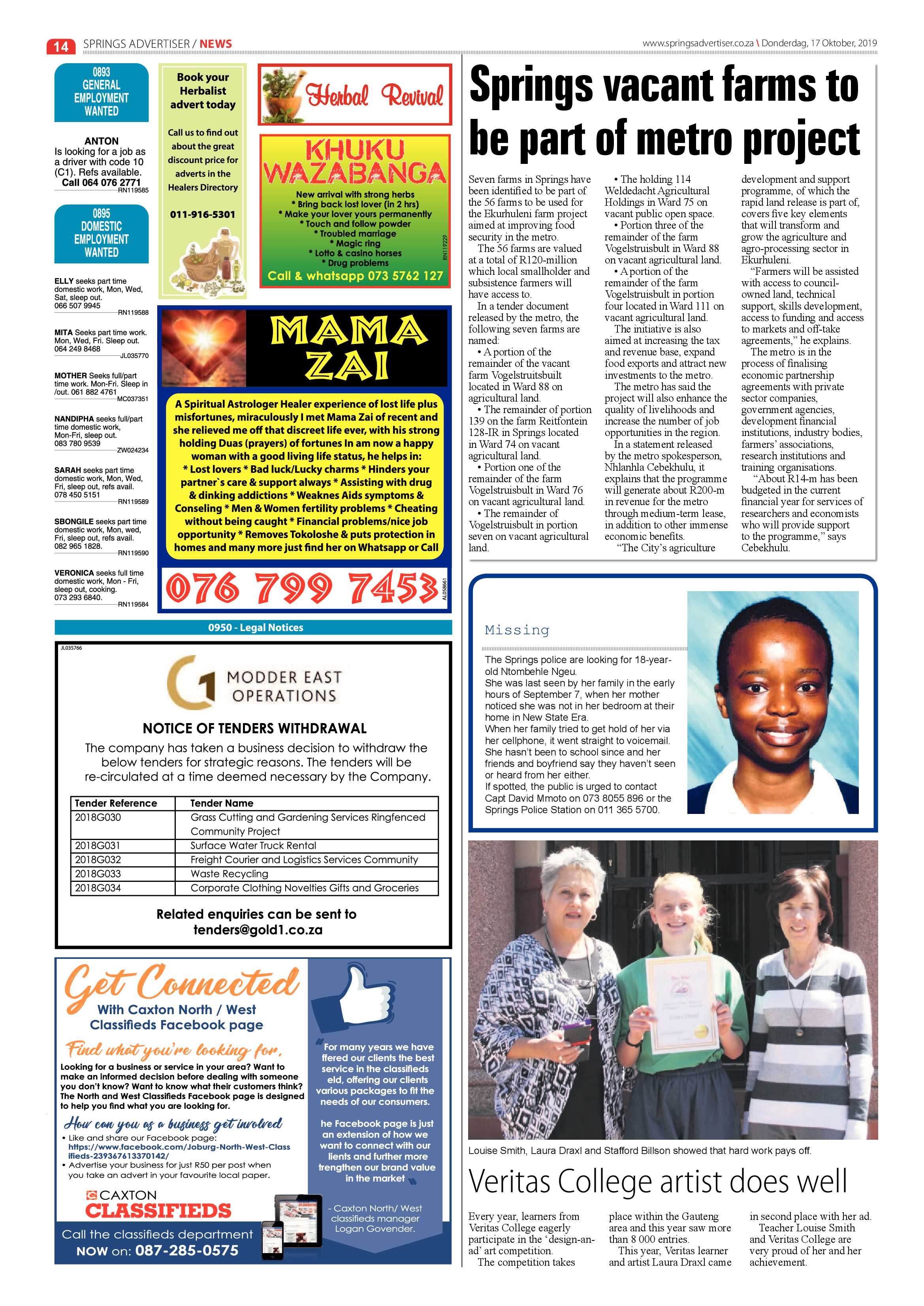 Springs Advertiser 17 October 2019 page 14