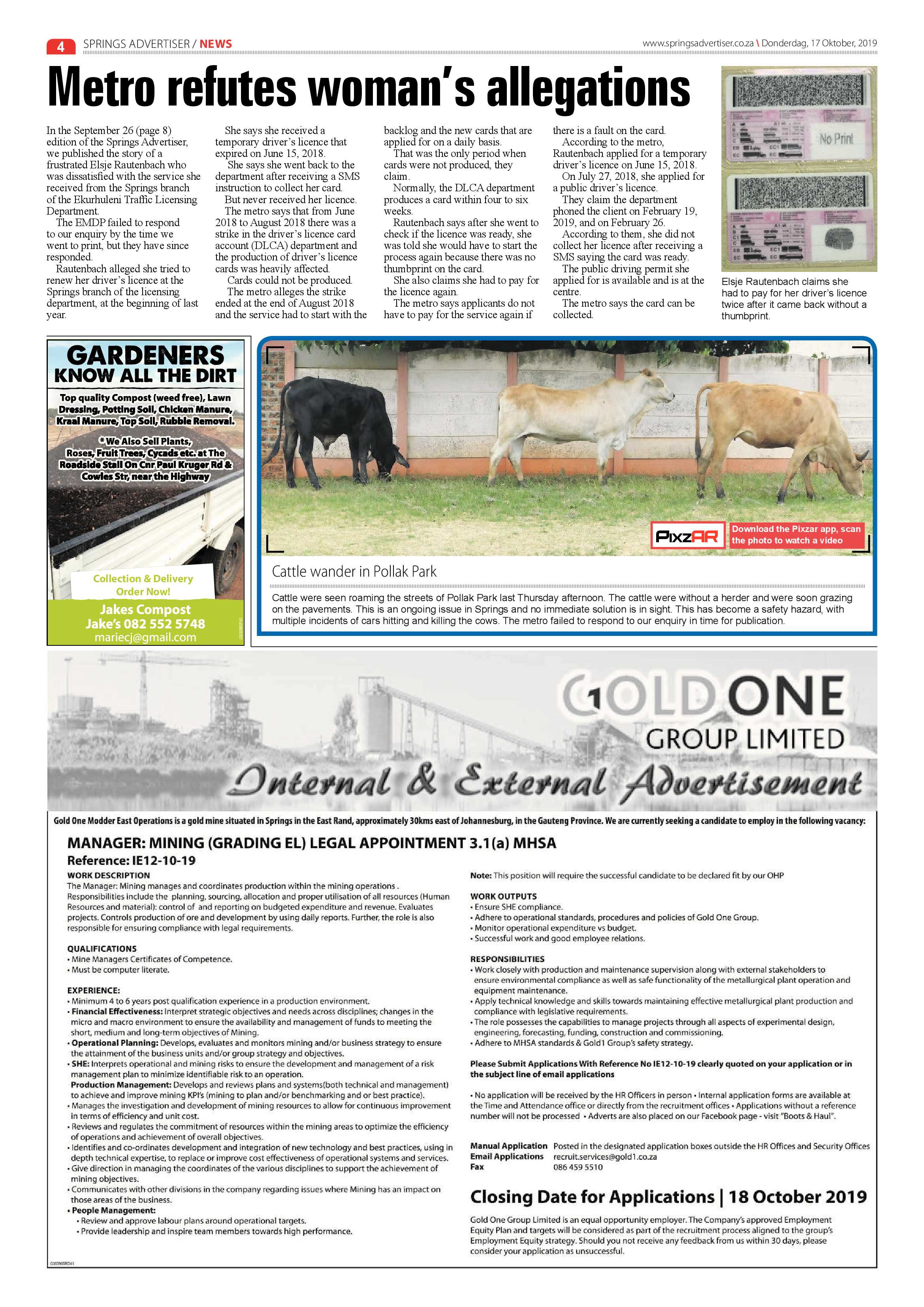 Springs Advertiser 17 October 2019 page 4