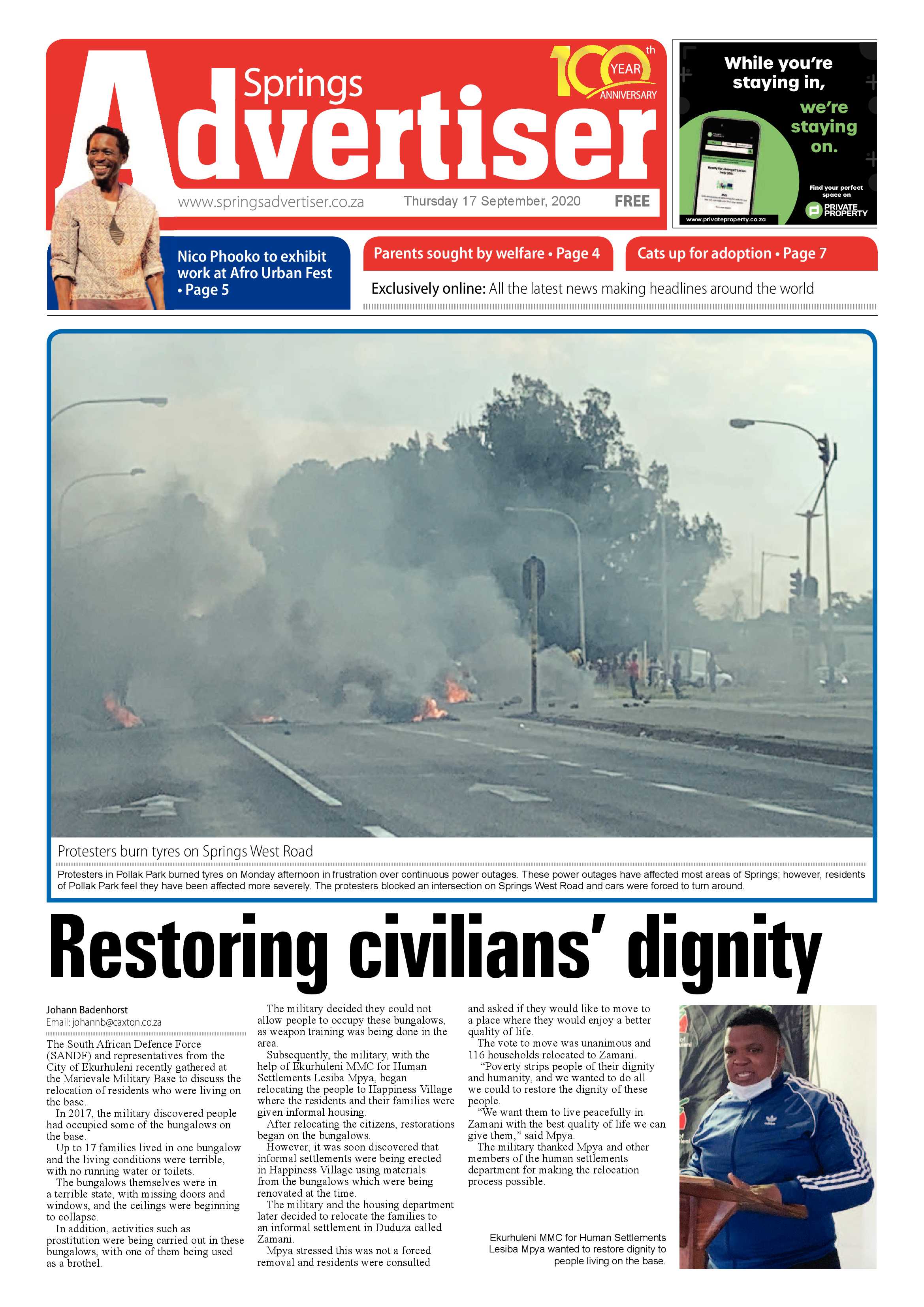 Springs Advertiser 17 September 2020 page 1