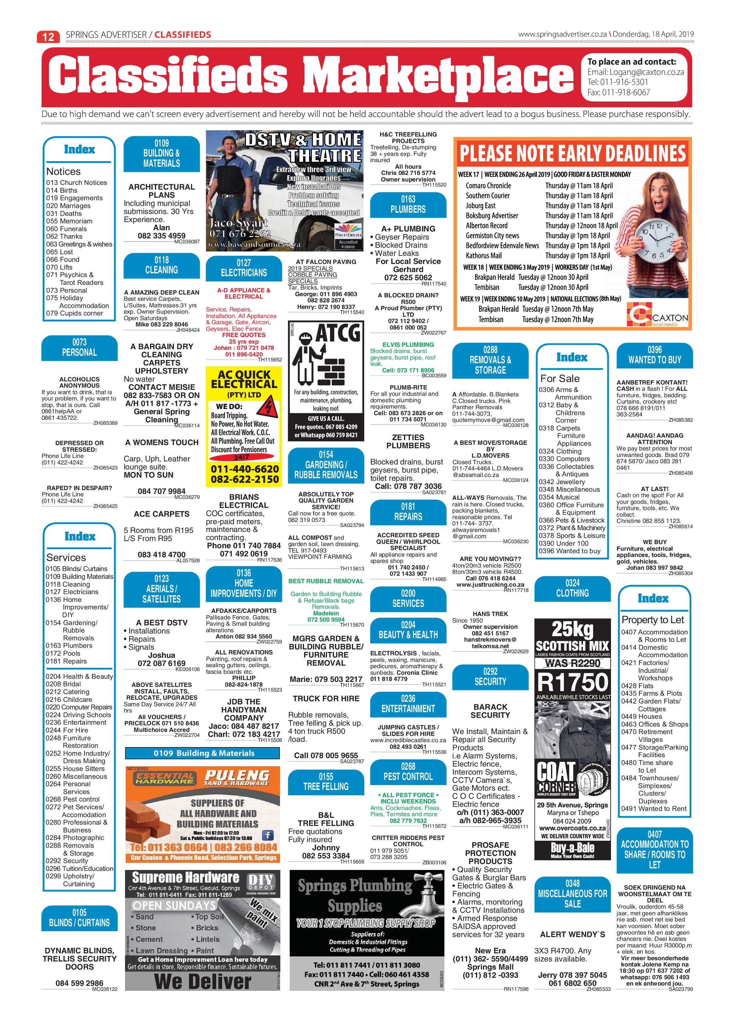 Springs Advertiser 18 April 2019 page 12