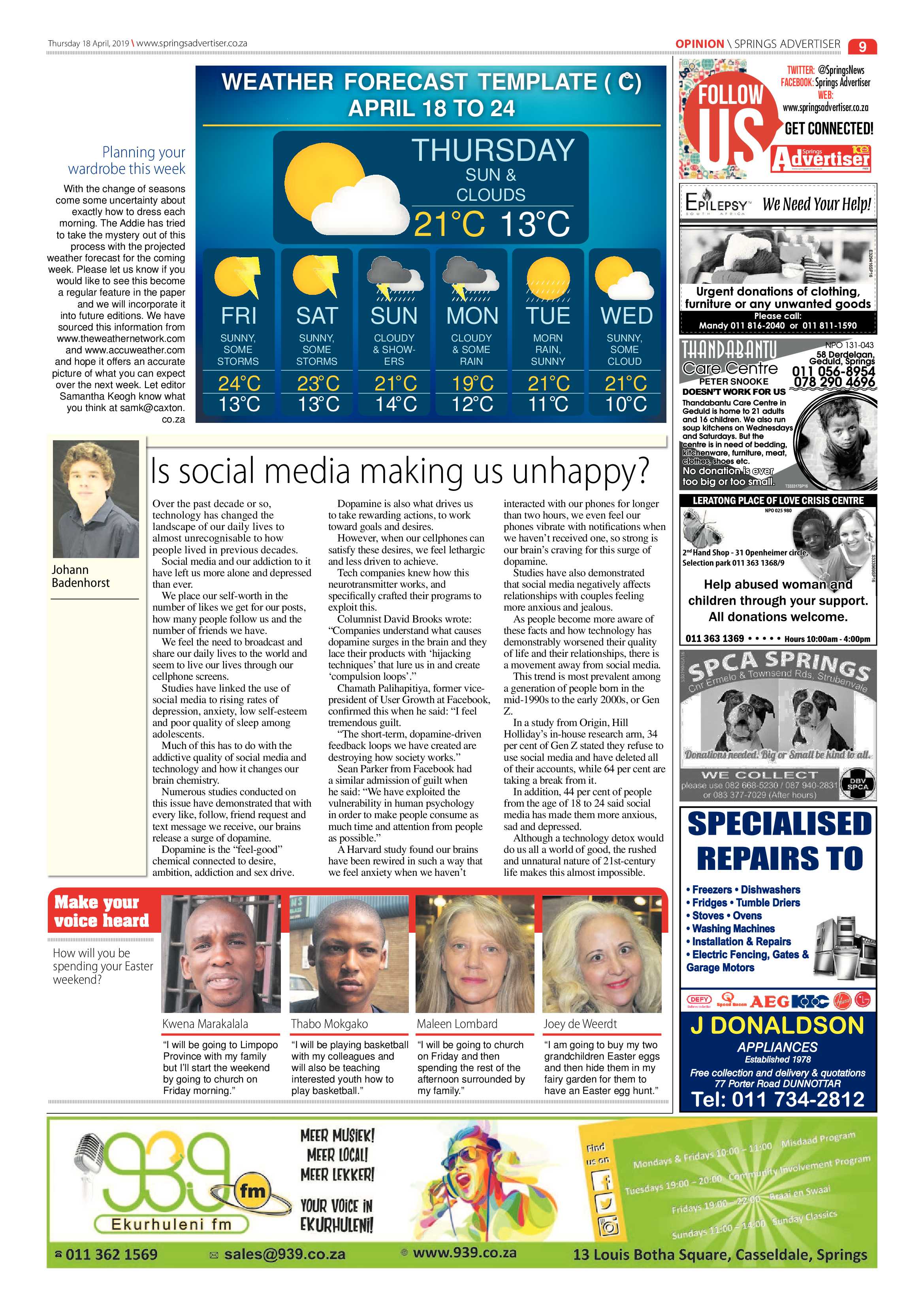 Springs Advertiser 18 April 2019 page 9