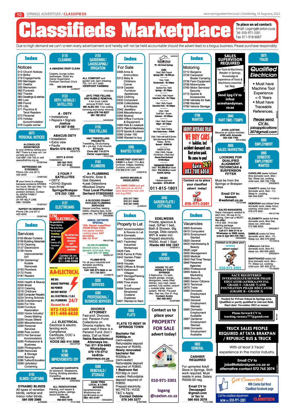 Springs Advertiser 18 August 2022 page 10