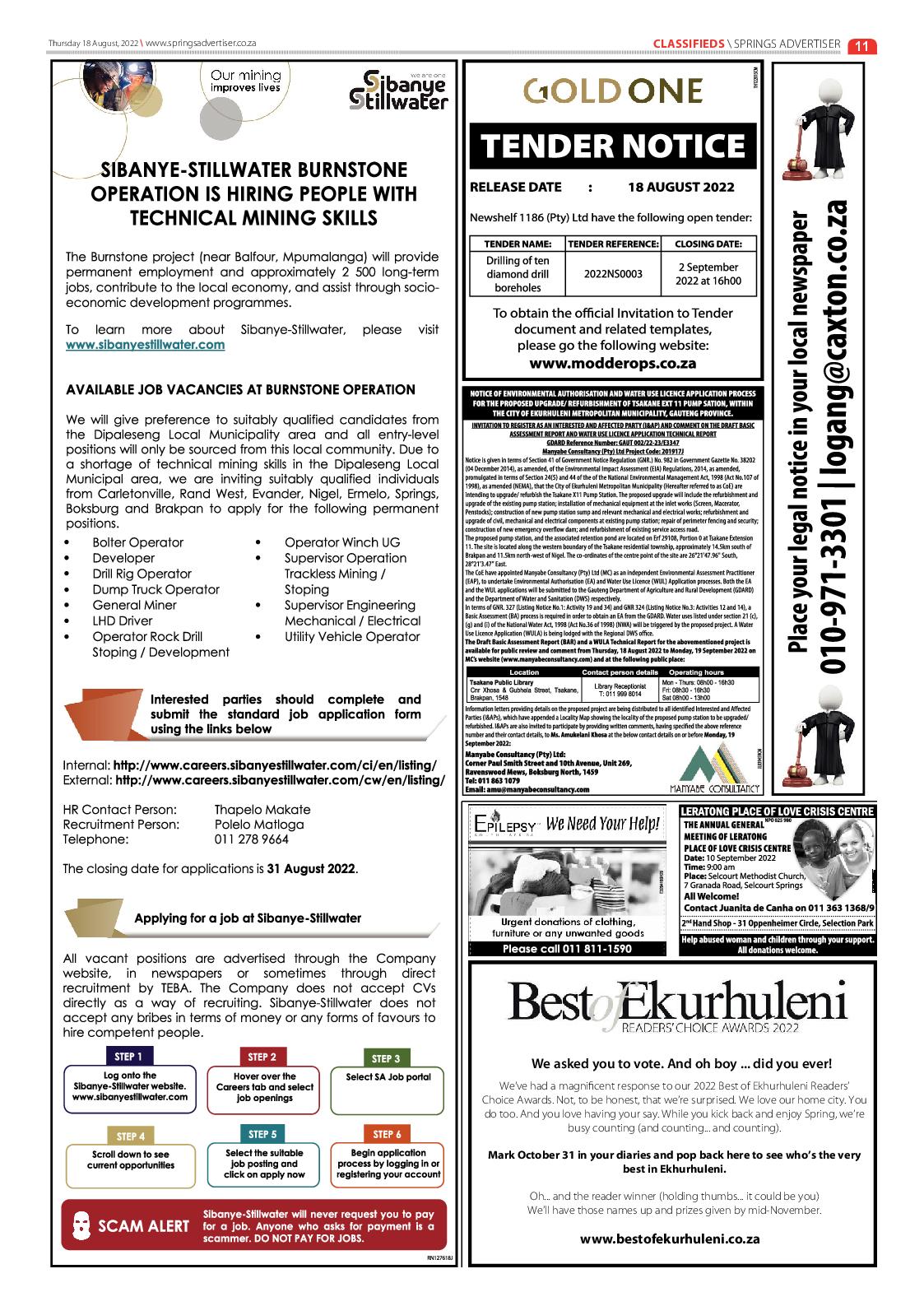 Springs Advertiser 18 August 2022 page 11