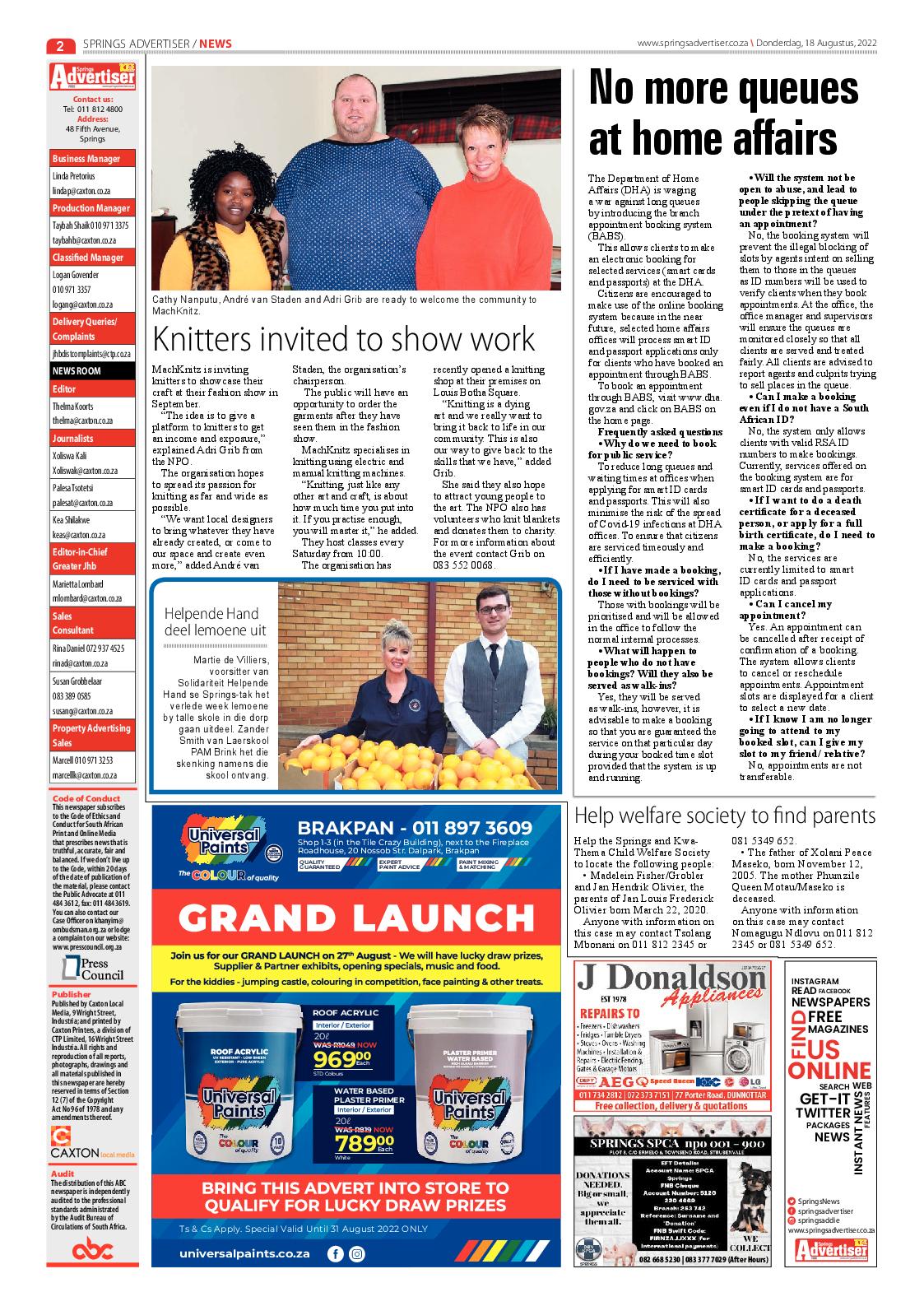 Springs Advertiser 18 August 2022 page 2