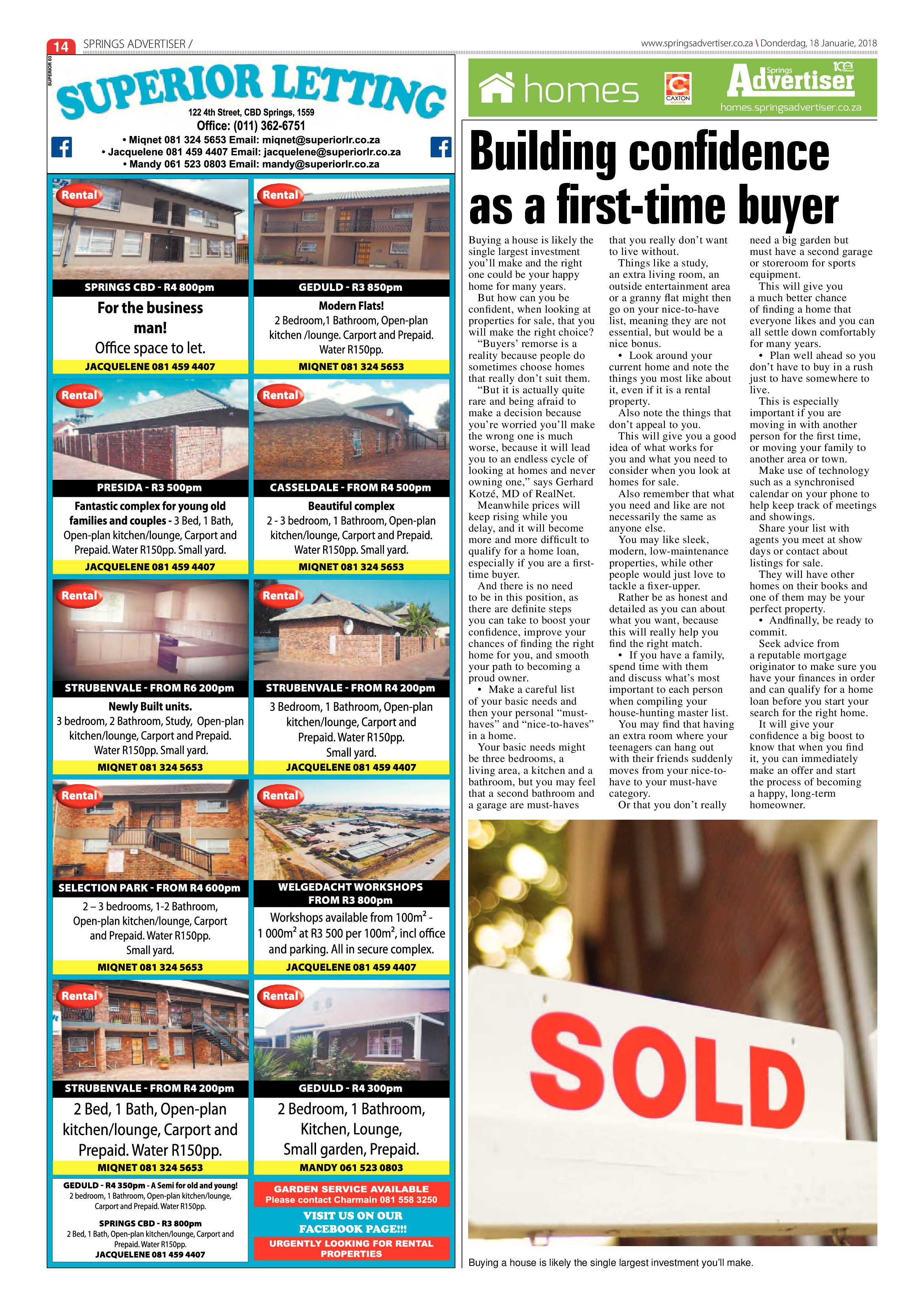 Springs Advertiser 18 January 2018 page 14