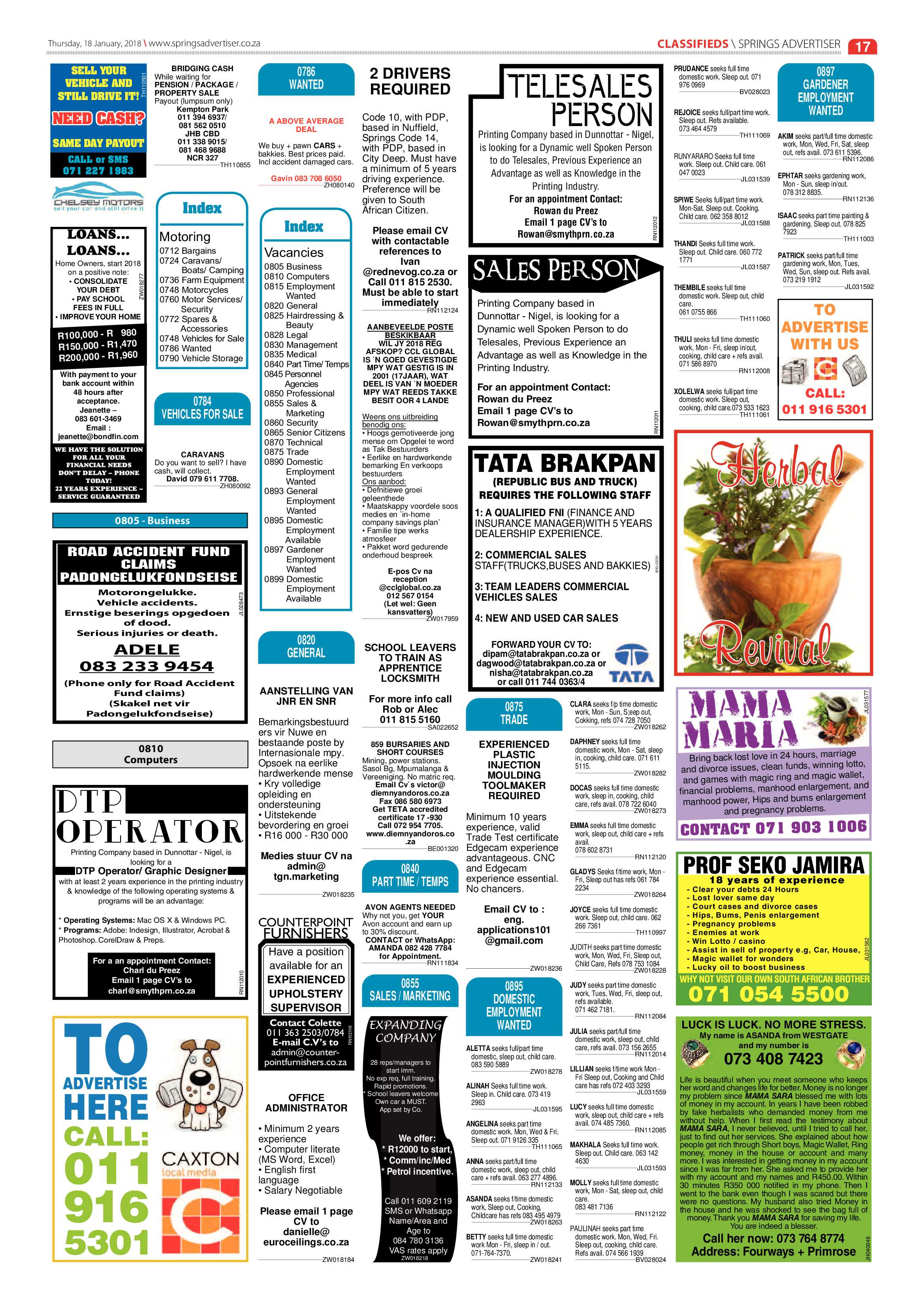Springs Advertiser 18 January 2018 page 17