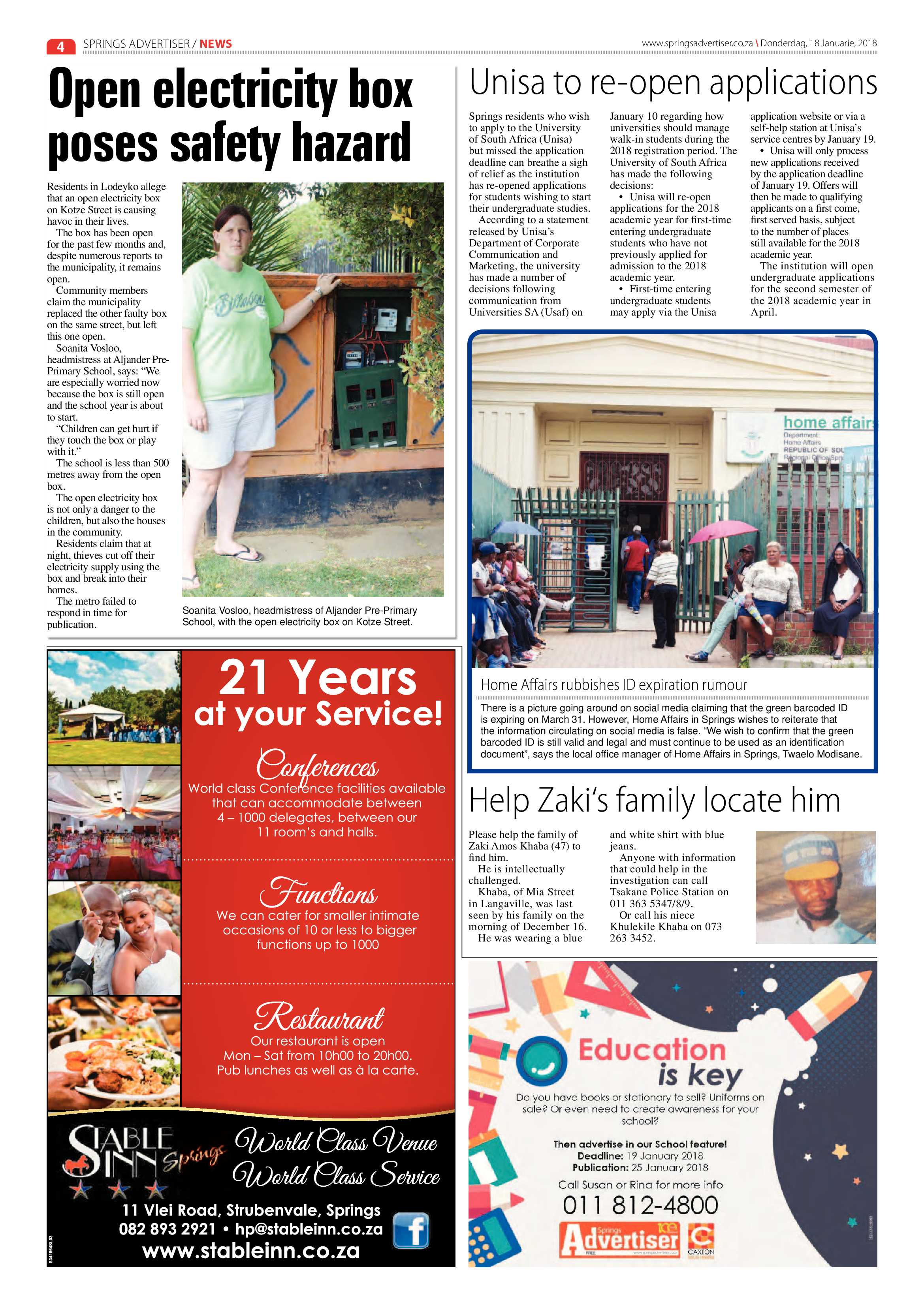 Springs Advertiser 18 January 2018 page 4