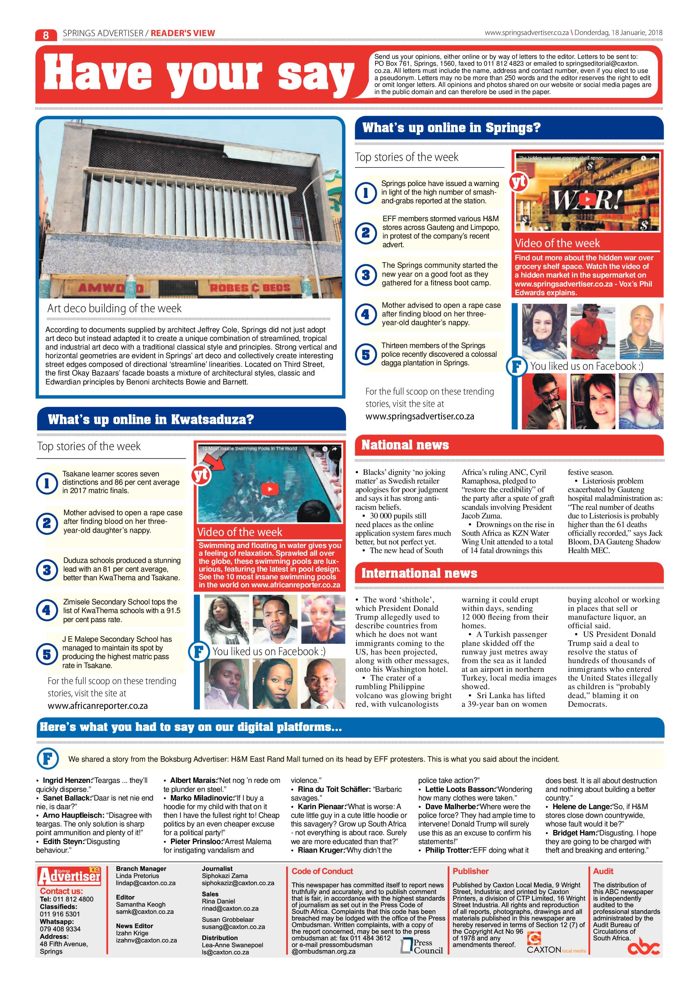 Springs Advertiser 18 January 2018 page 8