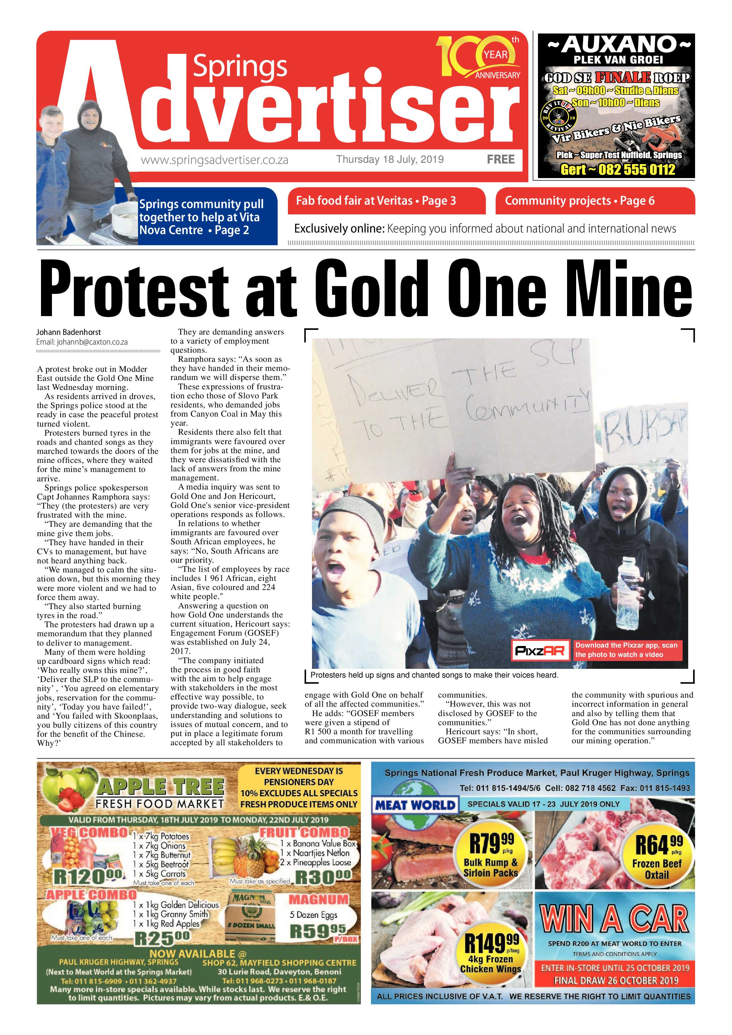 Springs Advertiser 18 July 2019 page 1