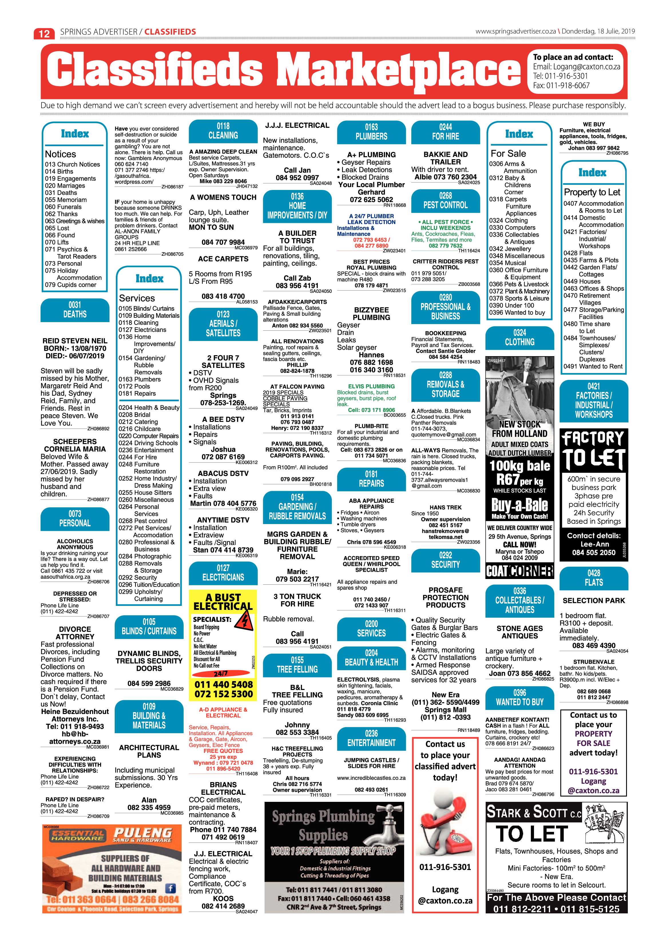 Springs Advertiser 18 July 2019 page 12