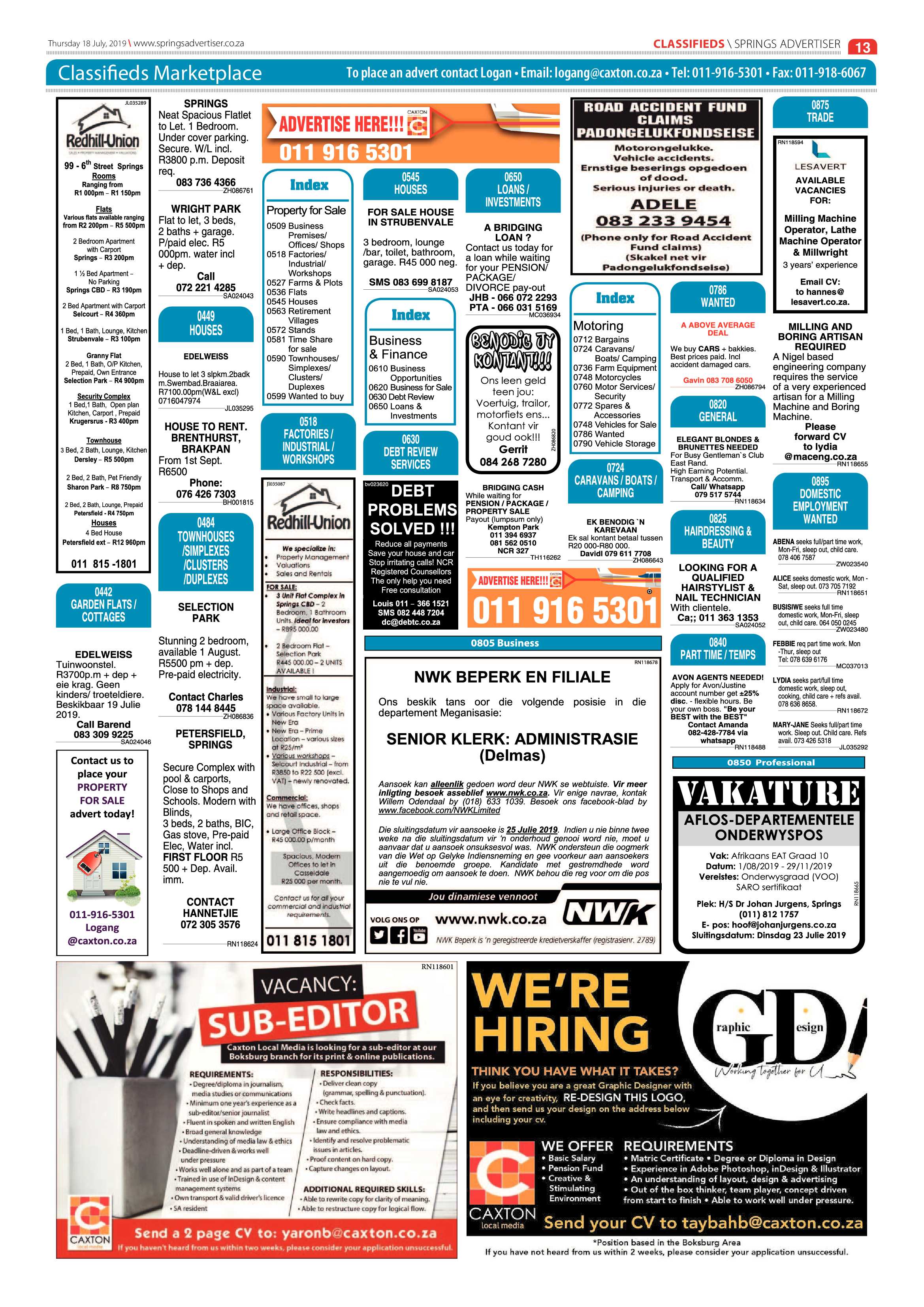 Springs Advertiser 18 July 2019 page 13