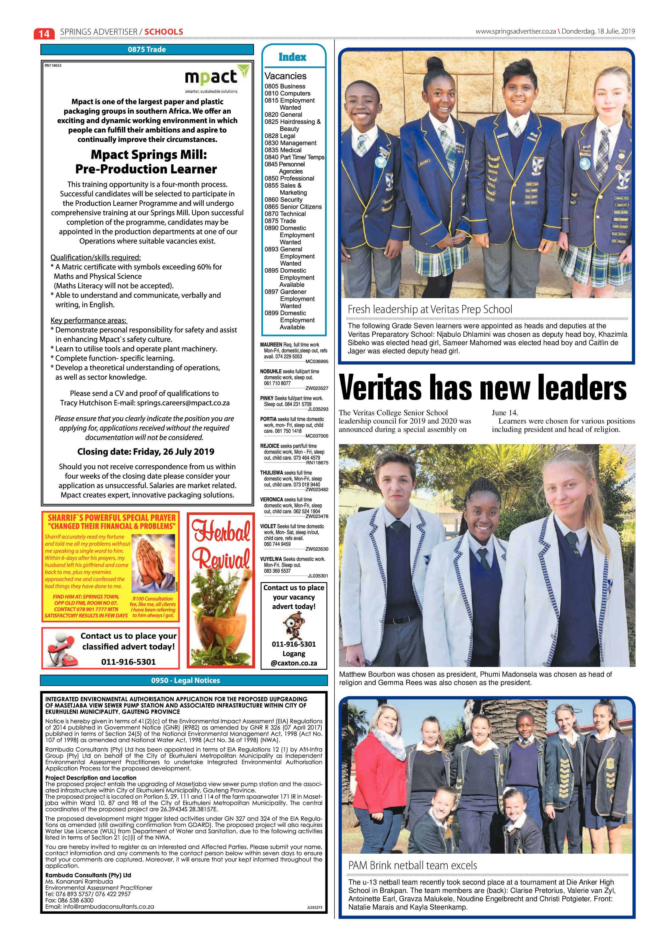 Springs Advertiser 18 July 2019 page 14