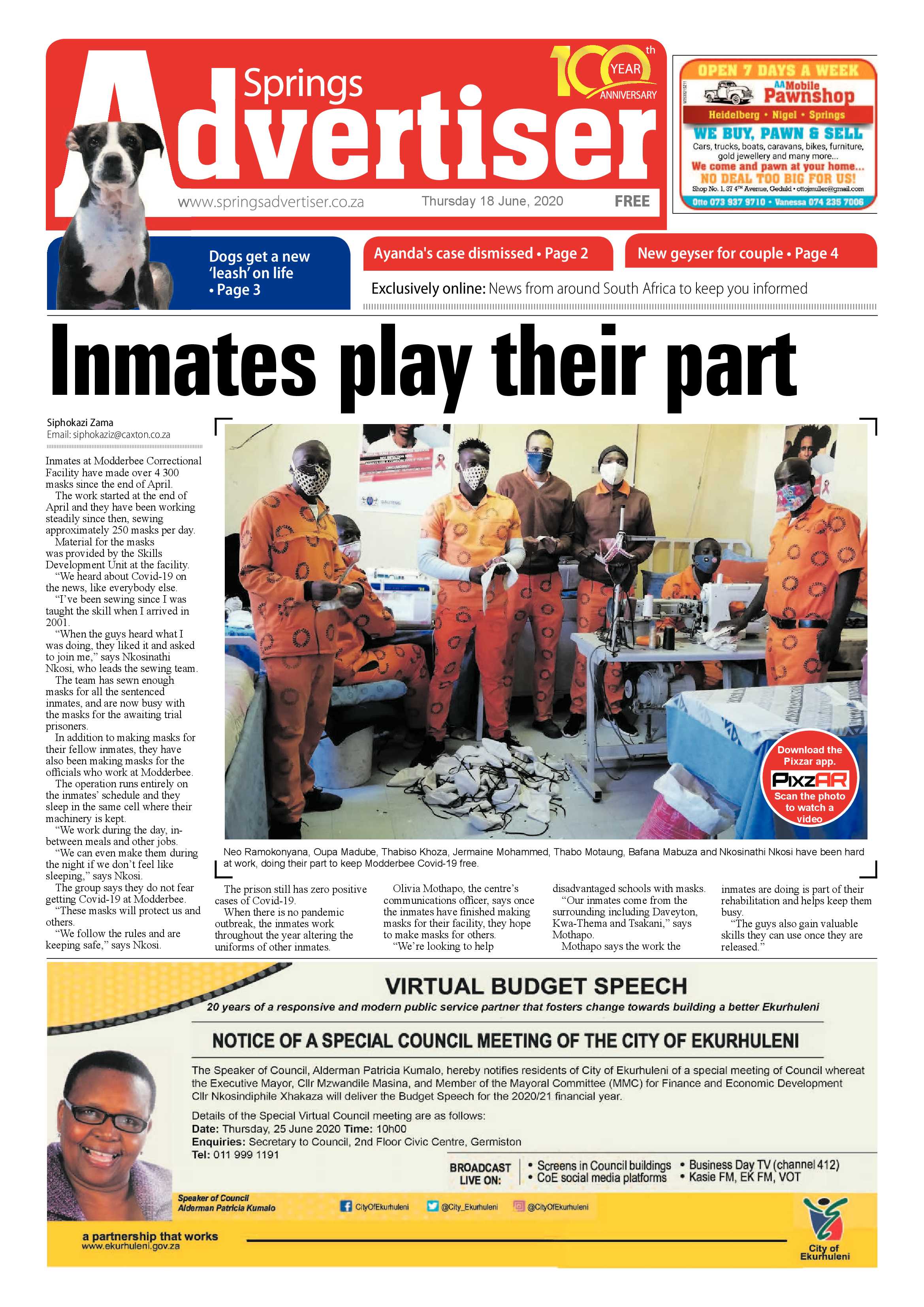 Springs Advertiser 18 June 2020 page 1