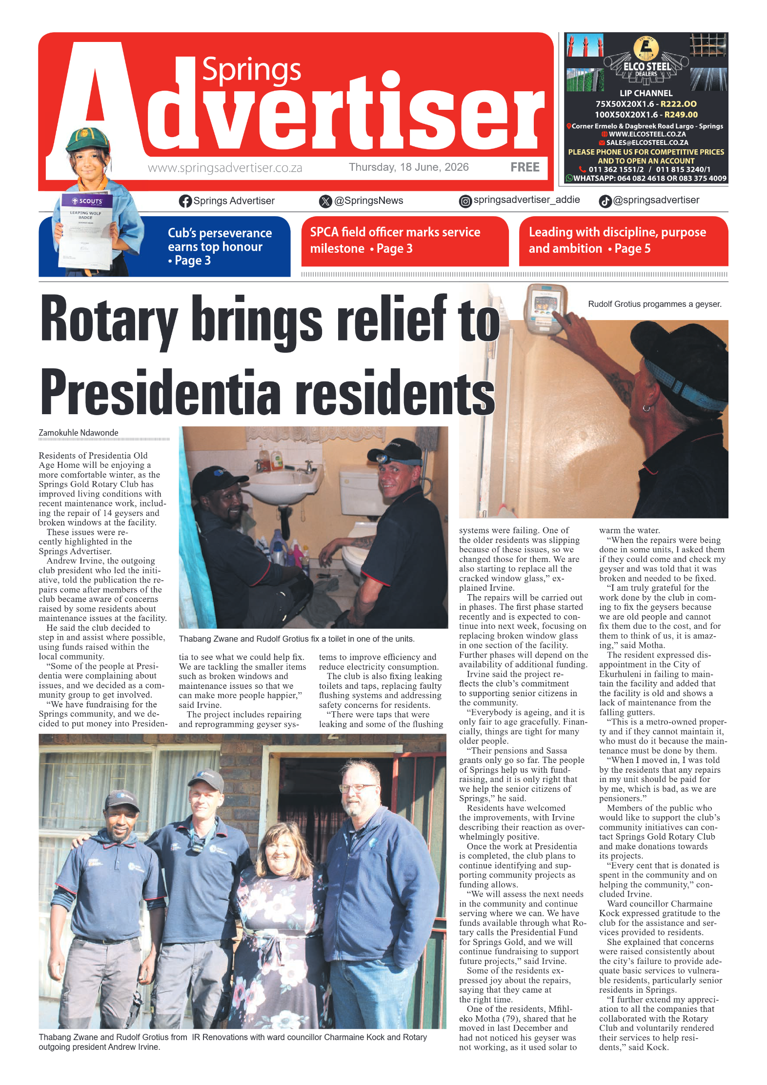 Springs Advertiser 18 June 2026 page 1