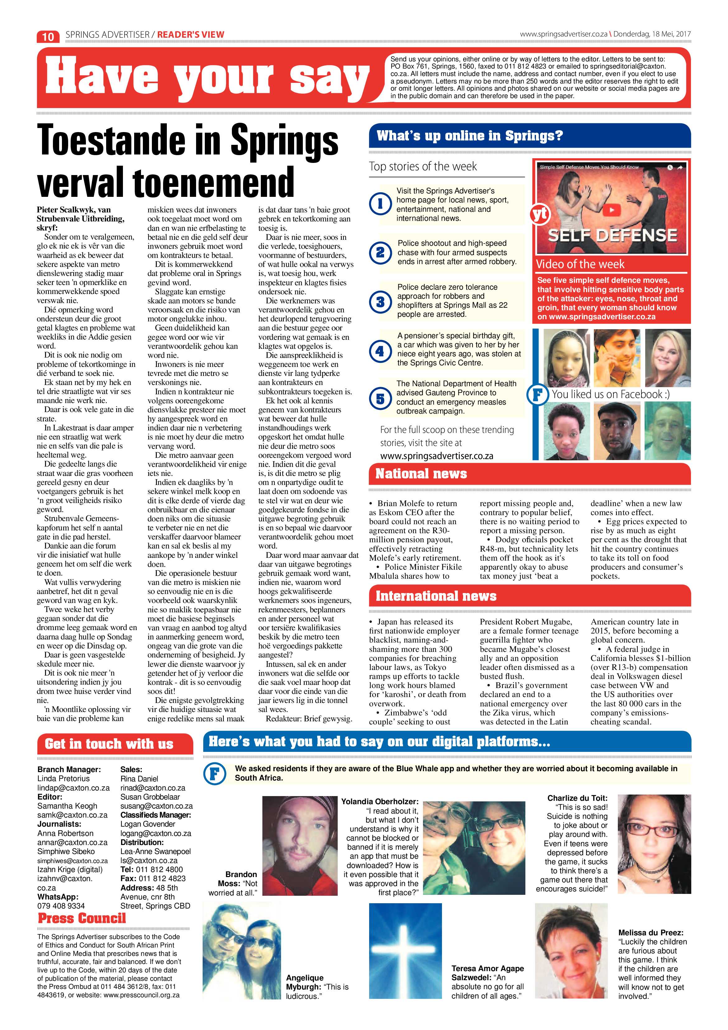 Springs Advertiser 18 May 2017 page 10