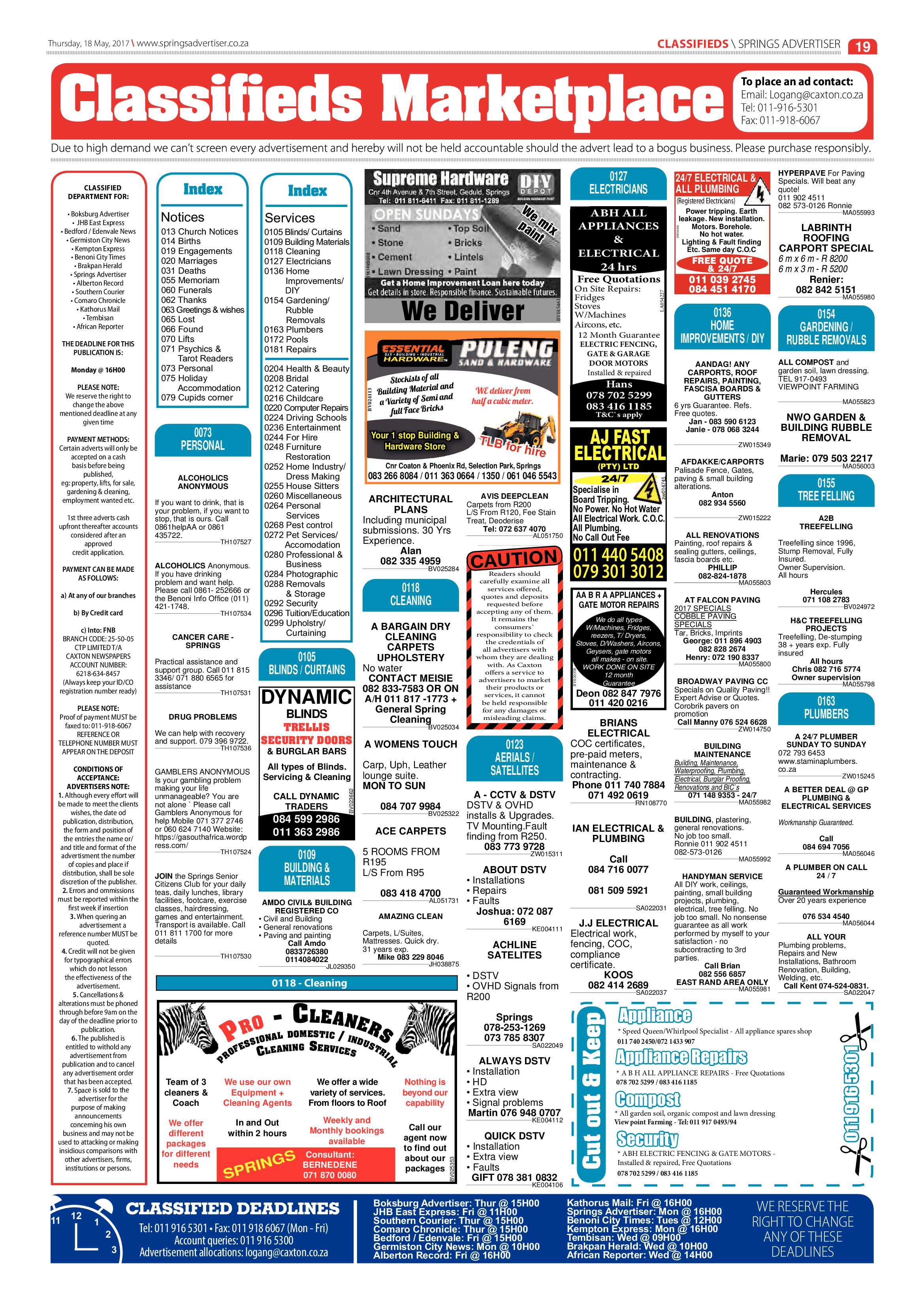 Springs Advertiser 18 May 2017 page 19