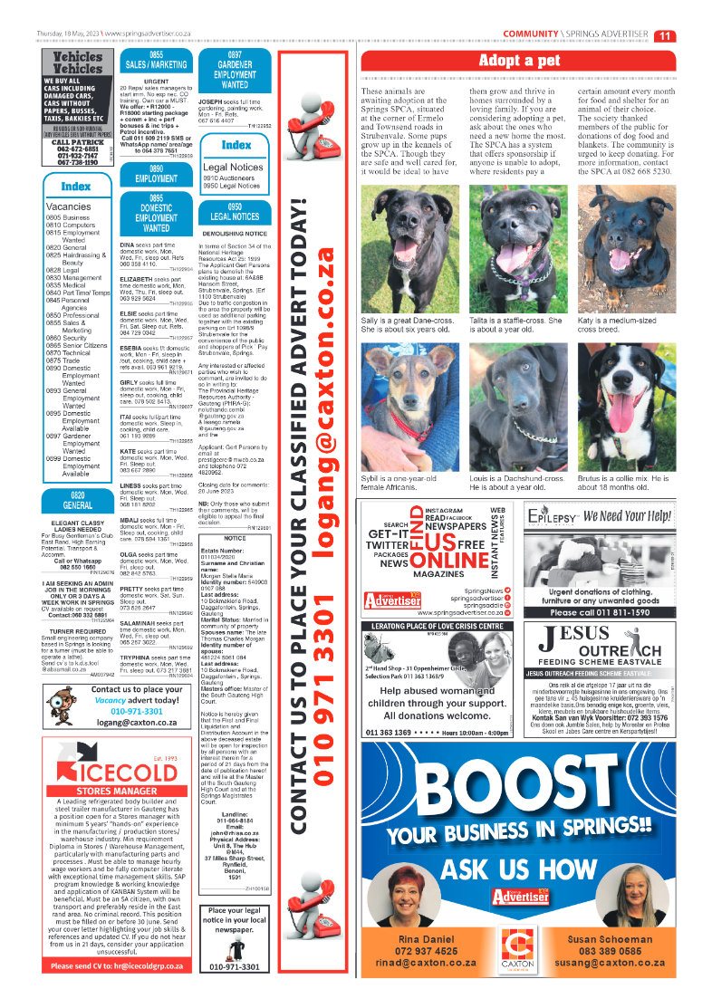 Springs Advertiser 18 May 2023 page 11