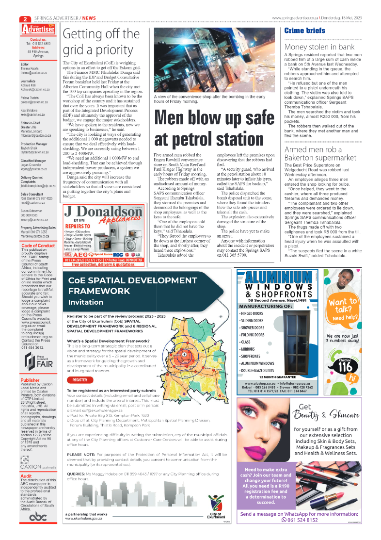 Springs Advertiser 18 May 2023 page 2