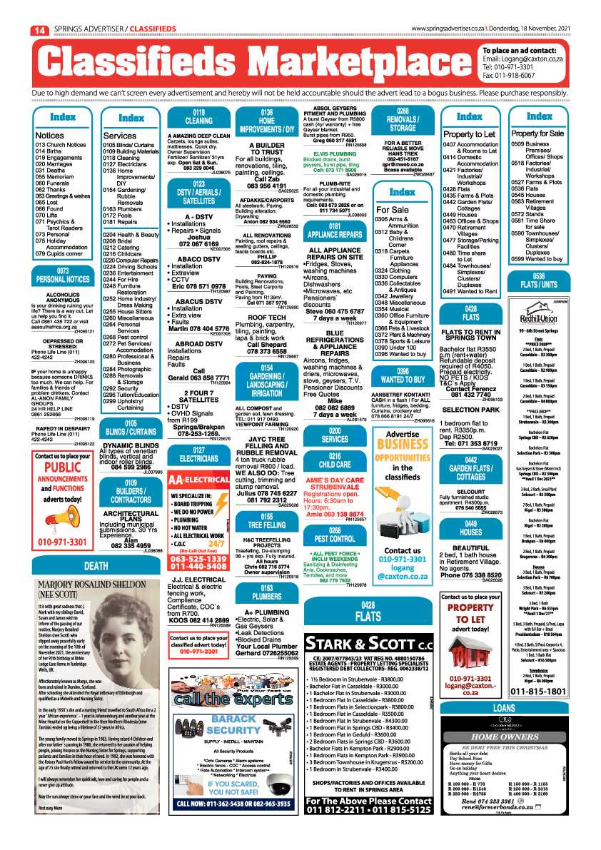 Springs Advertiser 18 November 2021 page 14