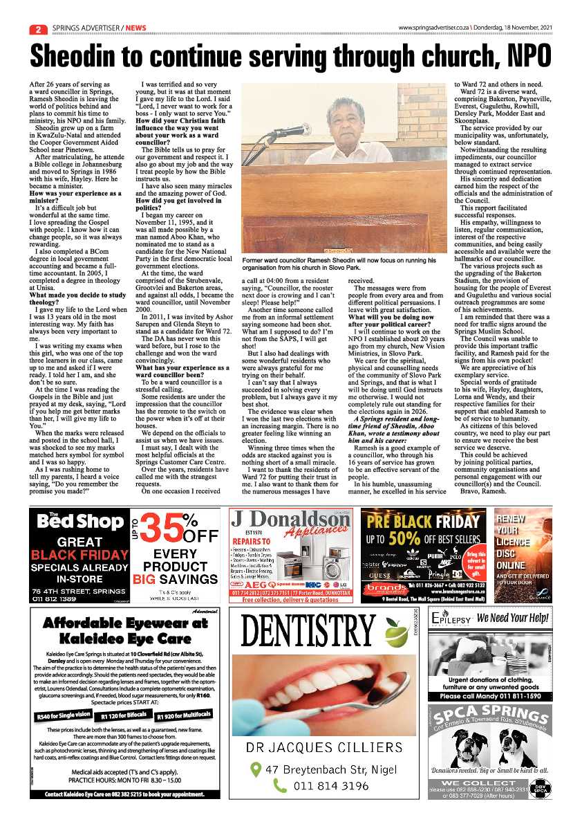 Springs Advertiser 18 November 2021 page 2