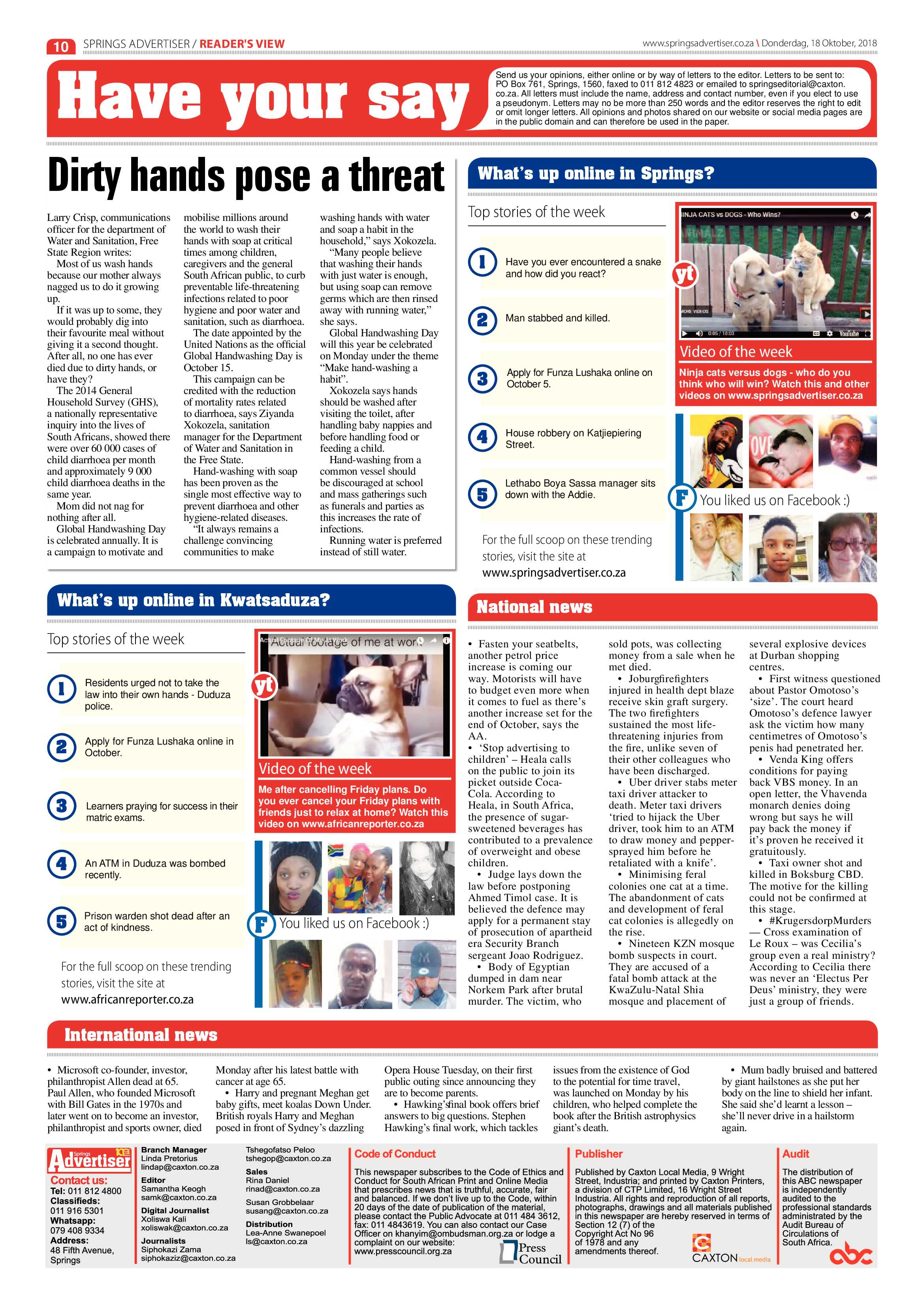 Springs Advertiser 18 October 2018 page 10