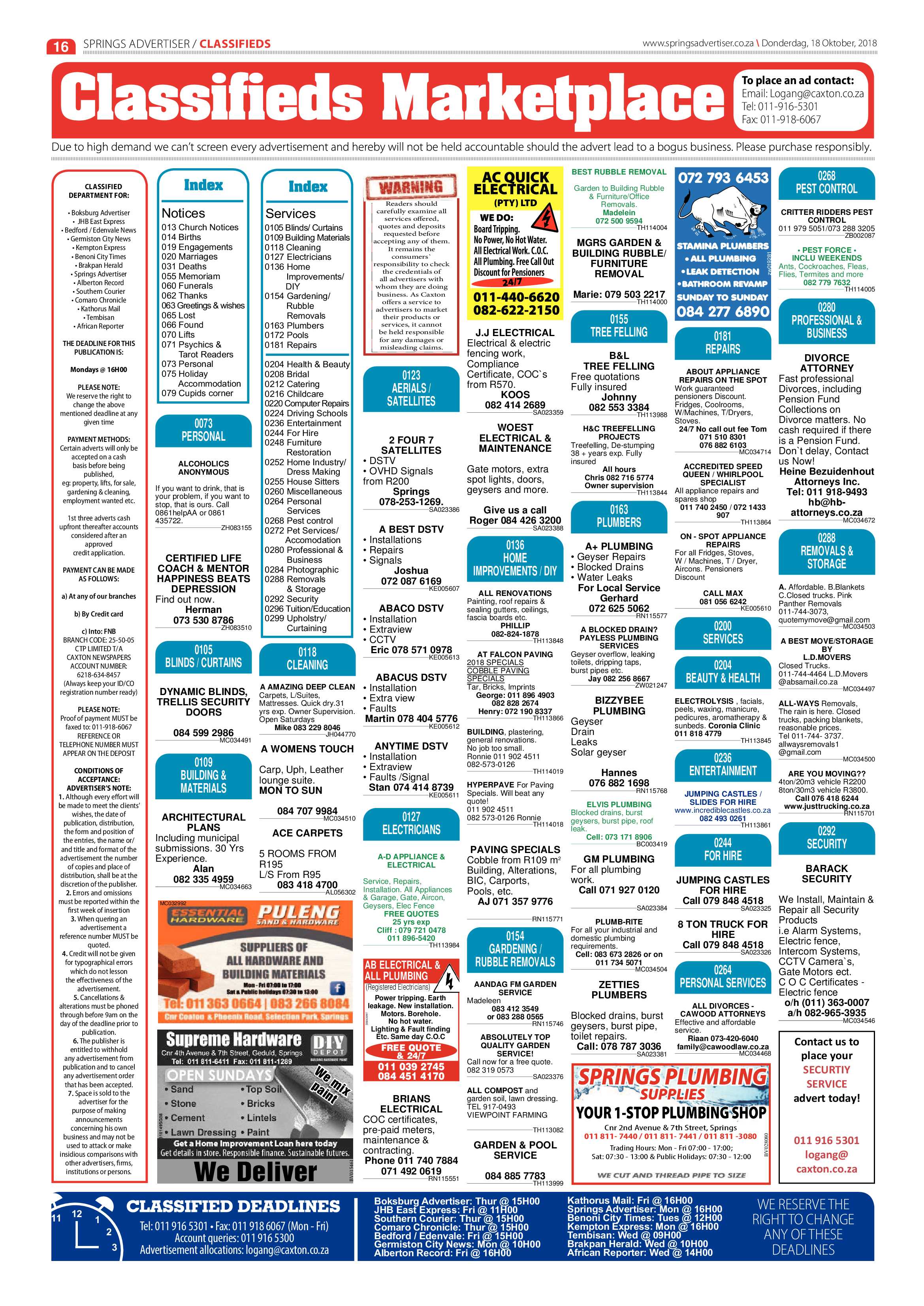 Springs Advertiser 18 October 2018 page 16