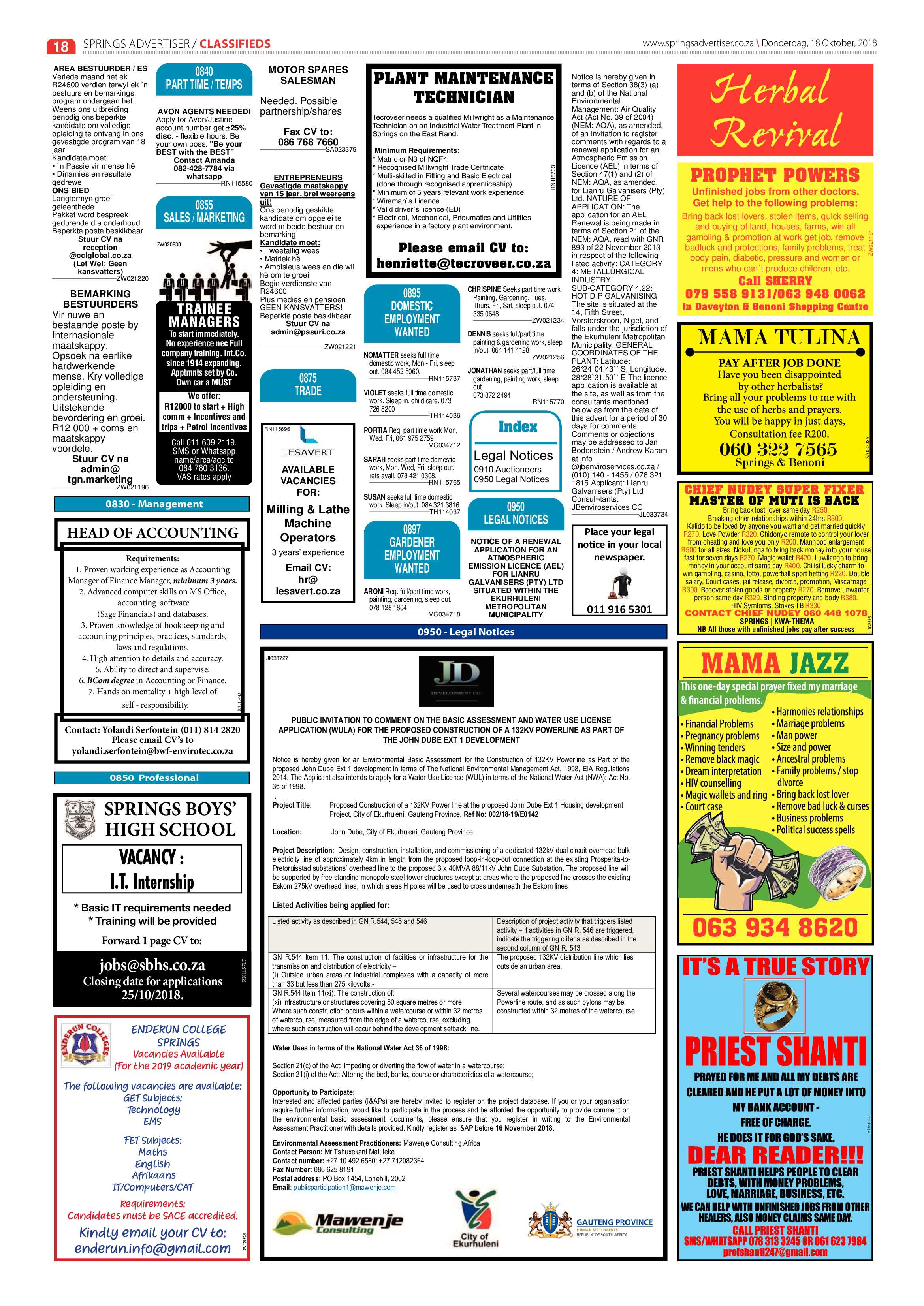 Springs Advertiser 18 October 2018 page 18