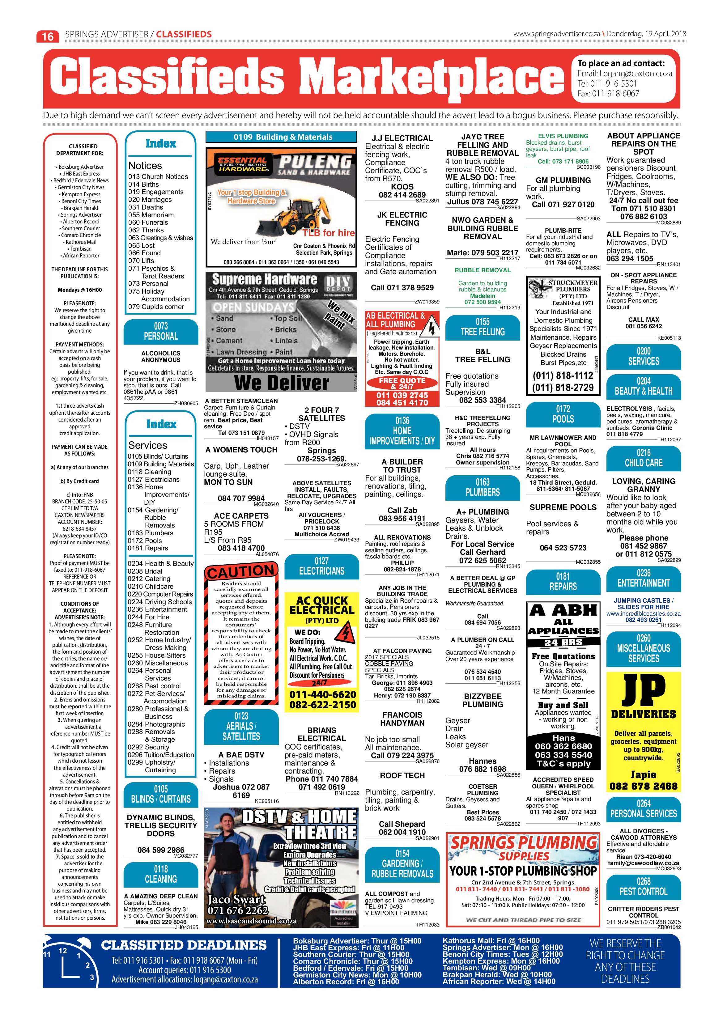 Springs Advertiser 19 April 2018 page 16
