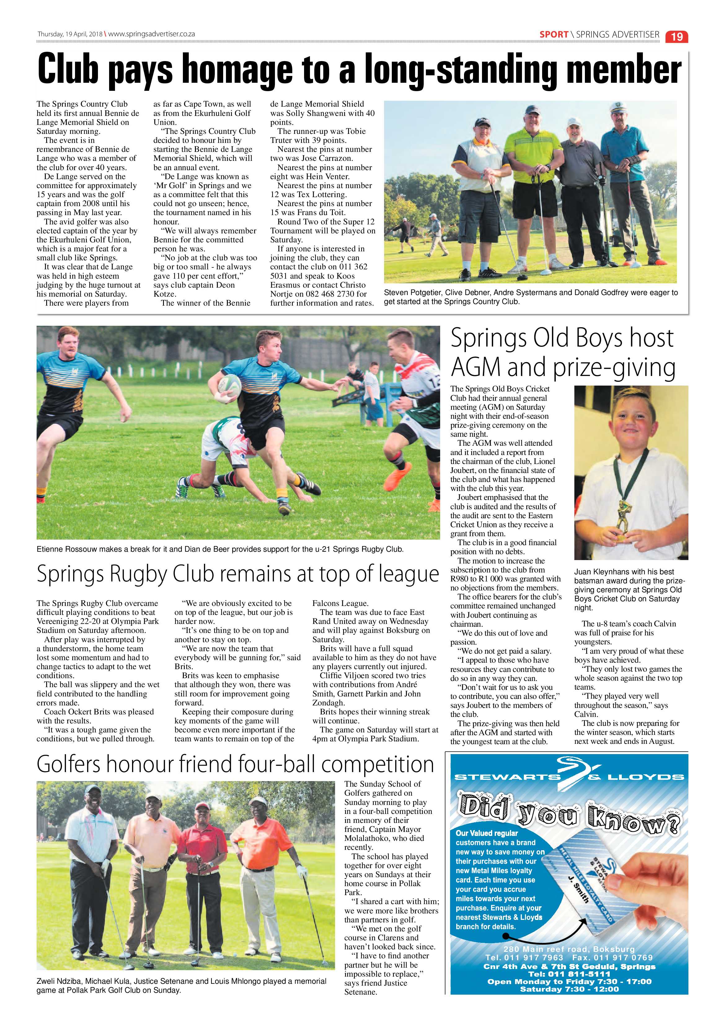 Springs Advertiser 19 April 2018 page 19