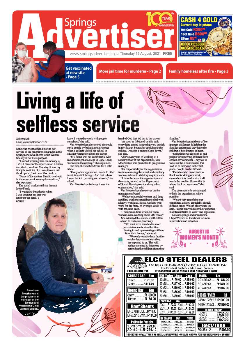 Springs Advertiser 19 August 2021 page 1