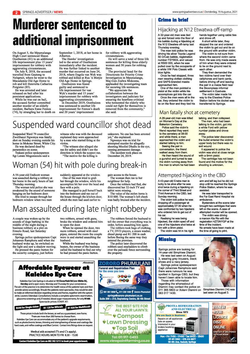 Springs Advertiser 19 August 2021 page 2