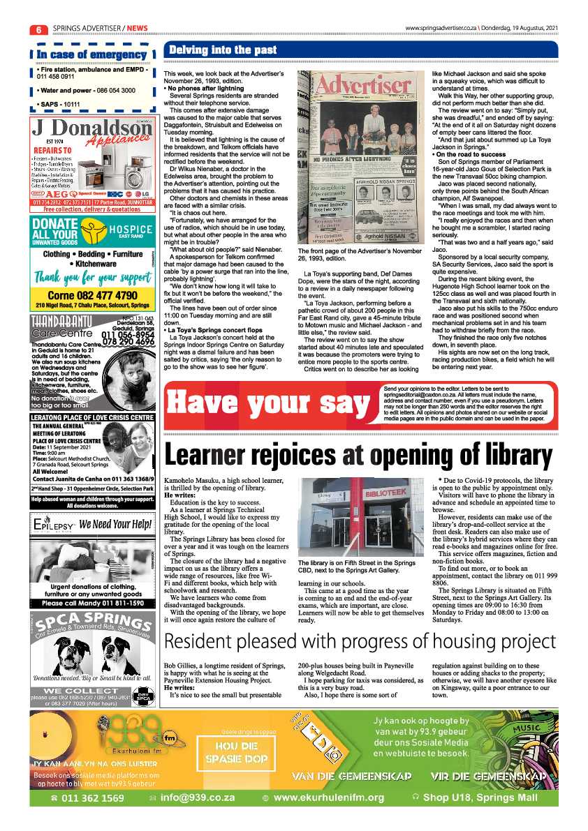Springs Advertiser 19 August 2021 page 6